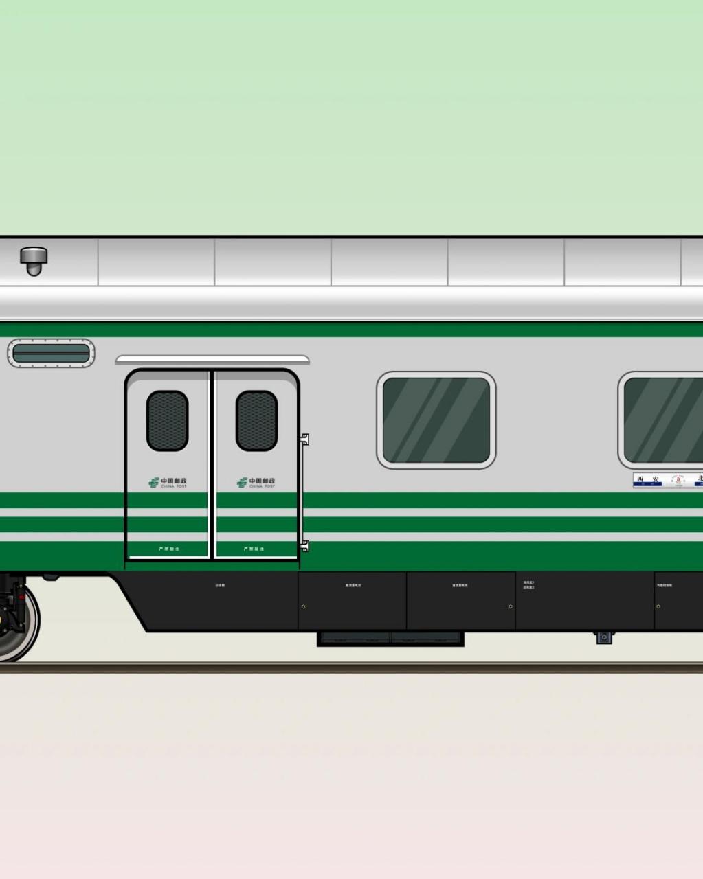 这次运用25t车体改了涂装.往常便是挂在客车中,与客车一样的涂装.