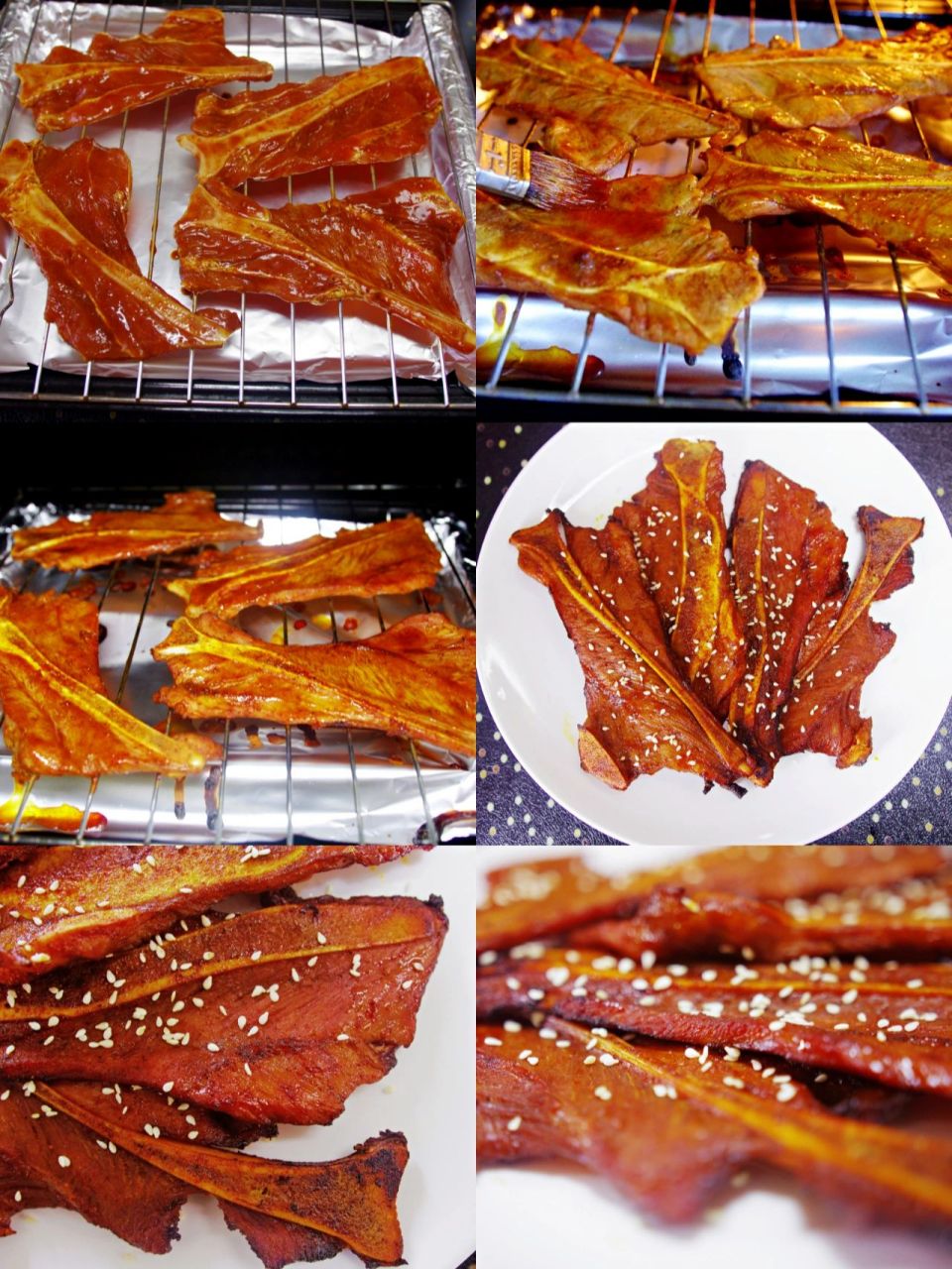365道家常菜不重样之d4-孜然烤手抓扇子骨 材料:扇子骨1000克,生抽