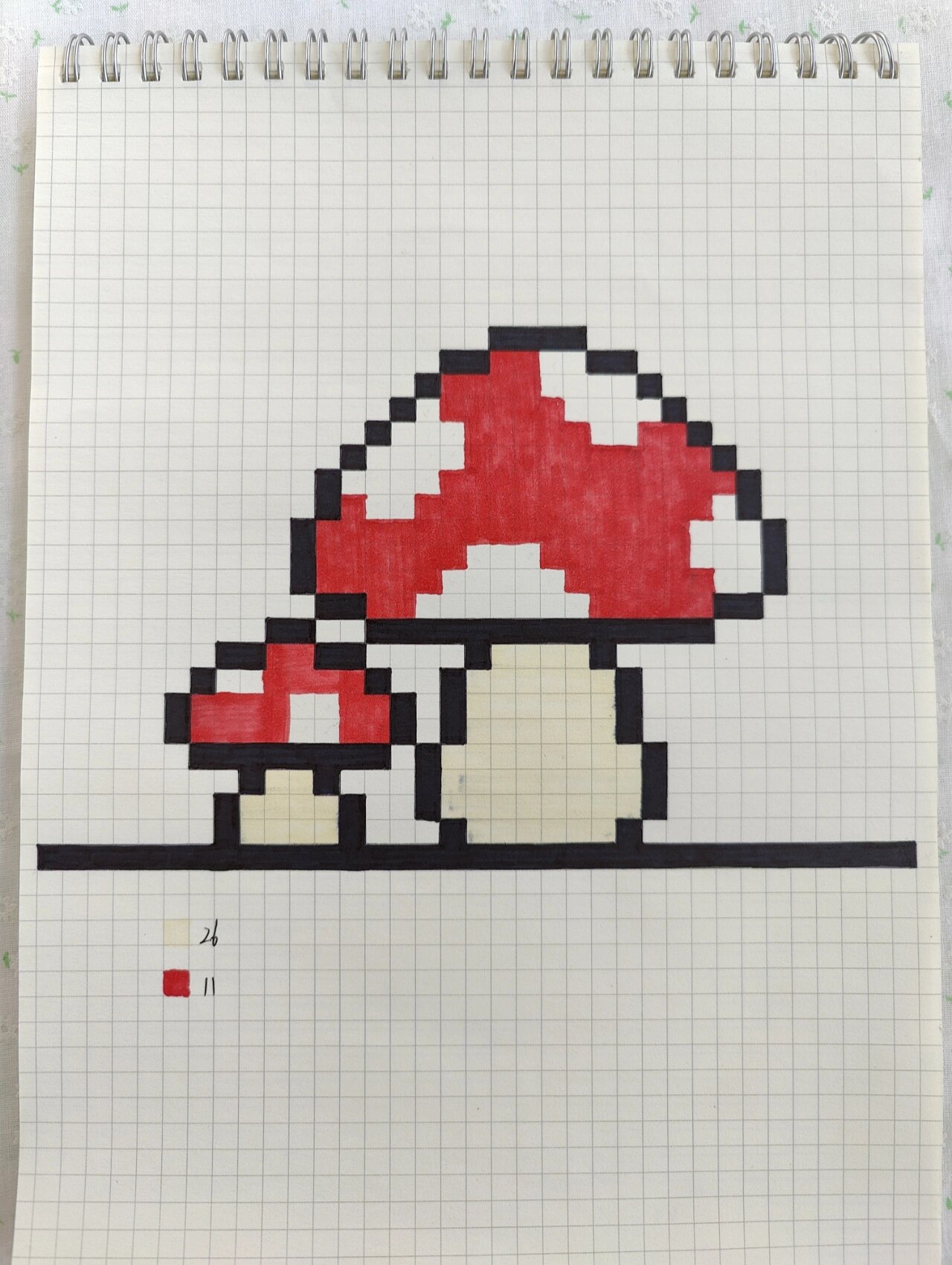 像素画格子画86【临摹】小蘑菇 红伞伞