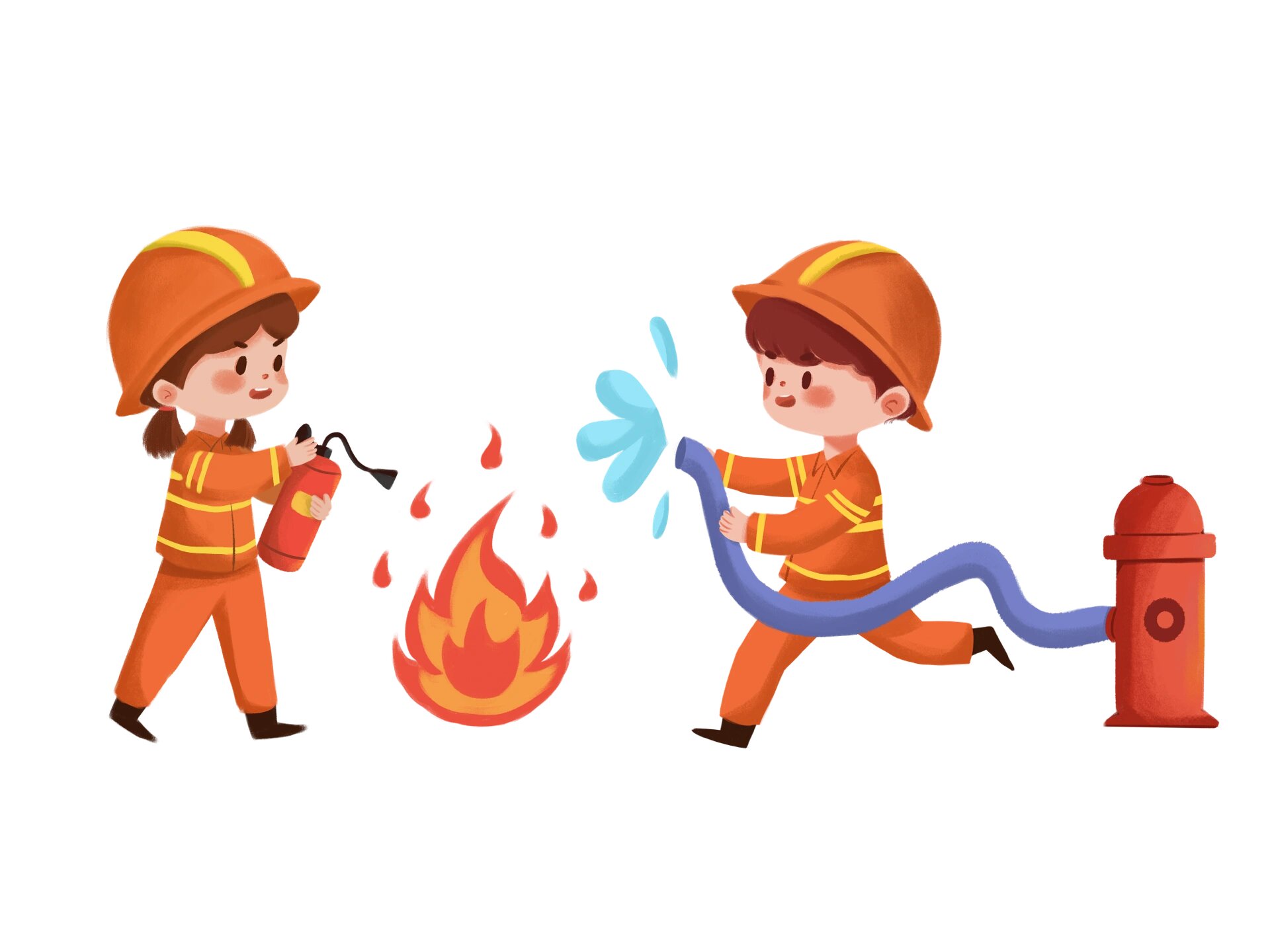 👩‍🚒消防员救火灭火卡通消防宣传素材 👩‍🚒消防员手