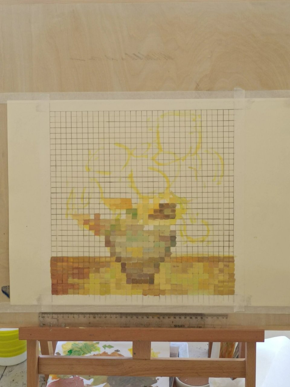 梵高的《向日葵》马赛克 设计色彩作业,临摹,马赛克