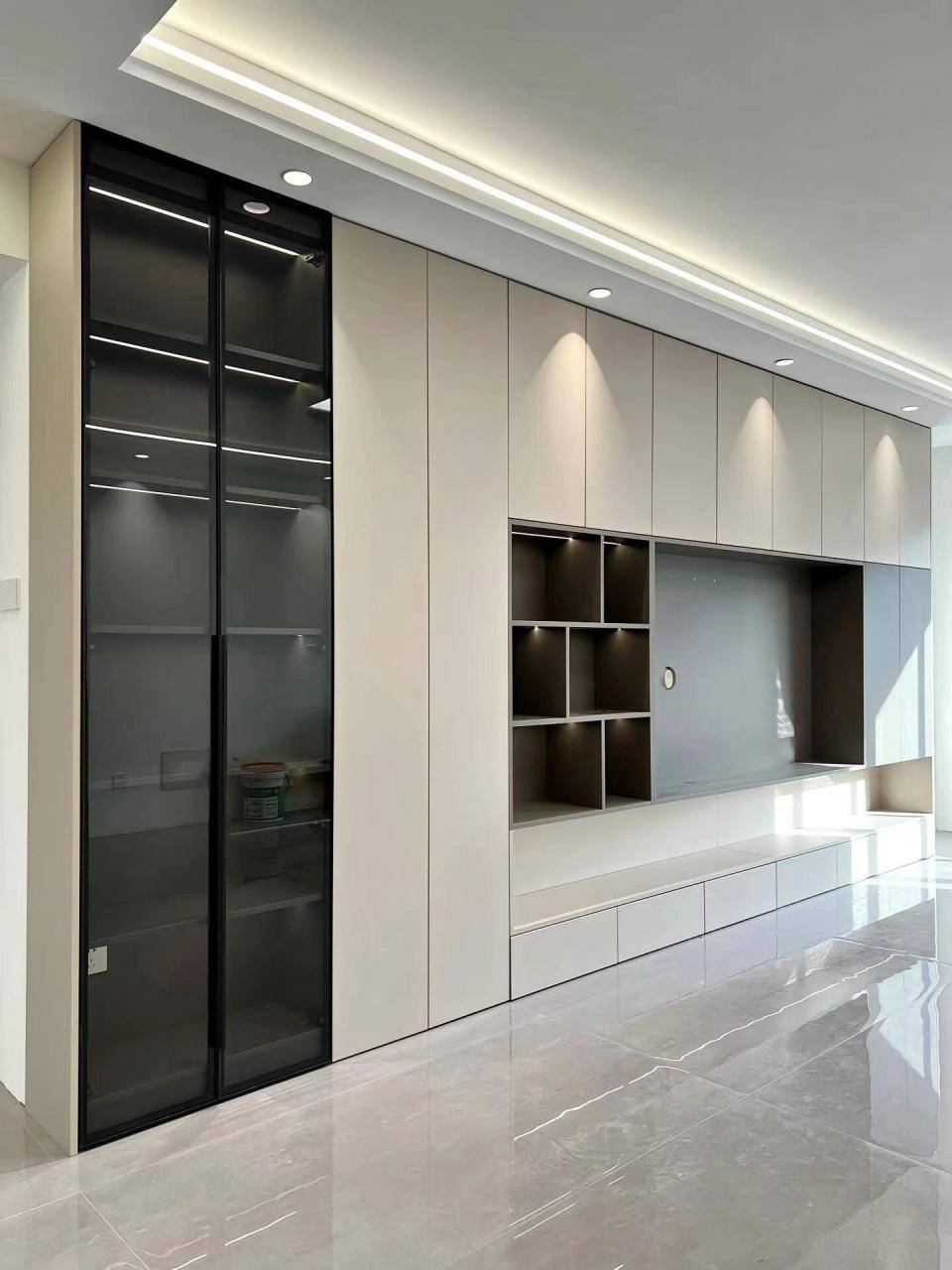 2024高颜值极简电视柜背景墙,新家装修.