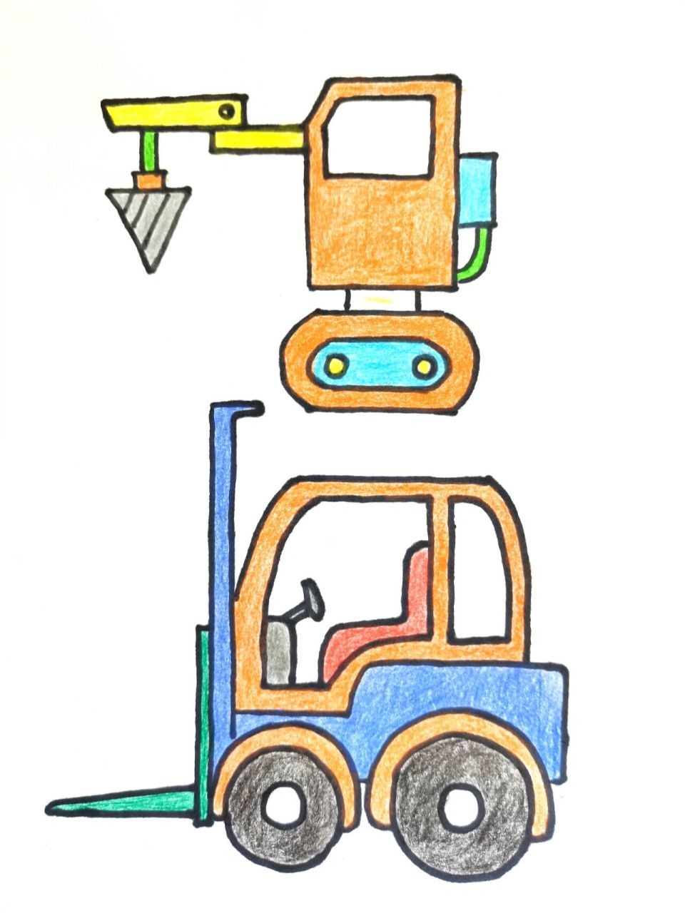 一起画画吧 22 今日小画: 简笔画清扫车叉车 	 ———————— 简笔