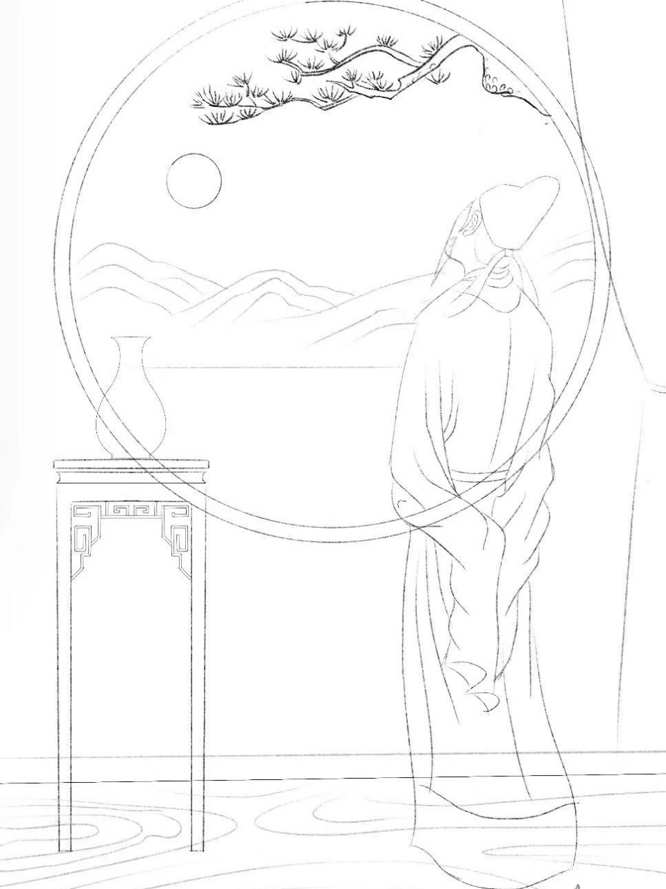 古诗词配图插画|书籍插画 静夜思(唐)李白 窗前明月光 疑是地上霜