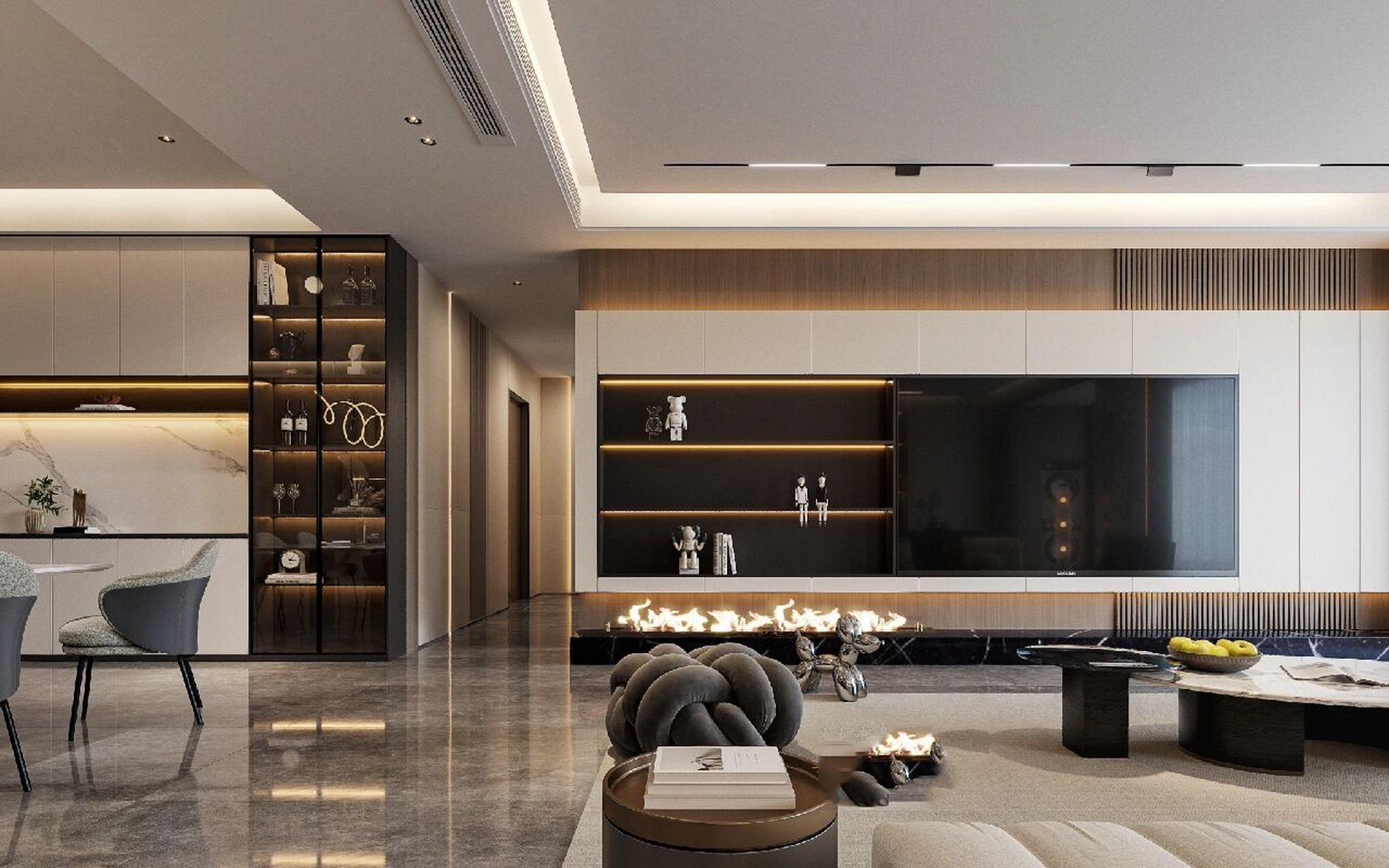 西安装修大平层|195平暖咖系现代意式轻奢 设计designer:泊艺轩 整体