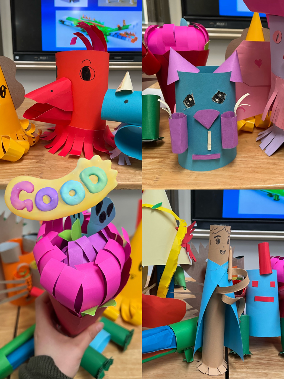 苏少版美术四下《纸卷魔术》|学生部分作品 ———学生们创意无限做的