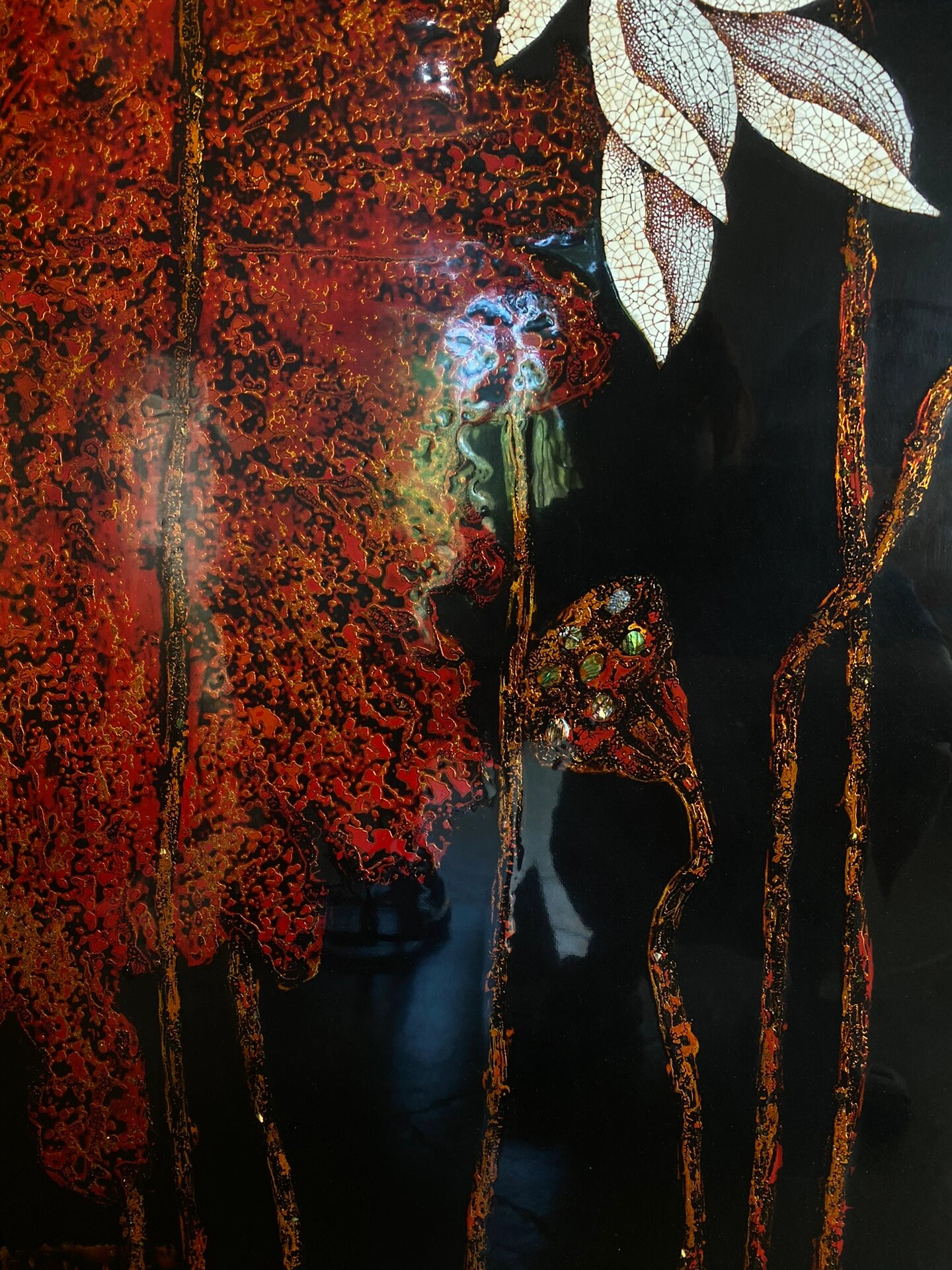 规格180x70cm 新品漆画荷花系列 全蛋壳镶嵌荷花,工匠之作大漆非遗