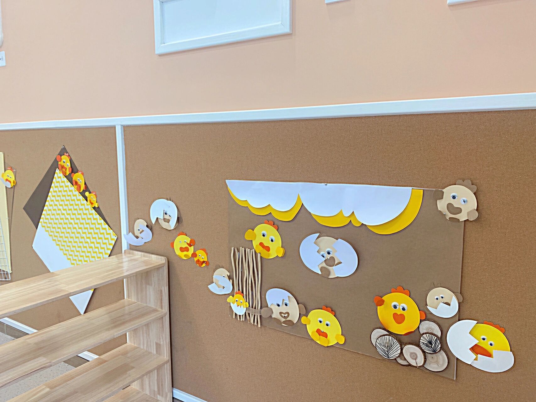 幼儿园环创 主题墙 新学期环创—萌鸡主题 	 板块色调适宜 搭配可爱的