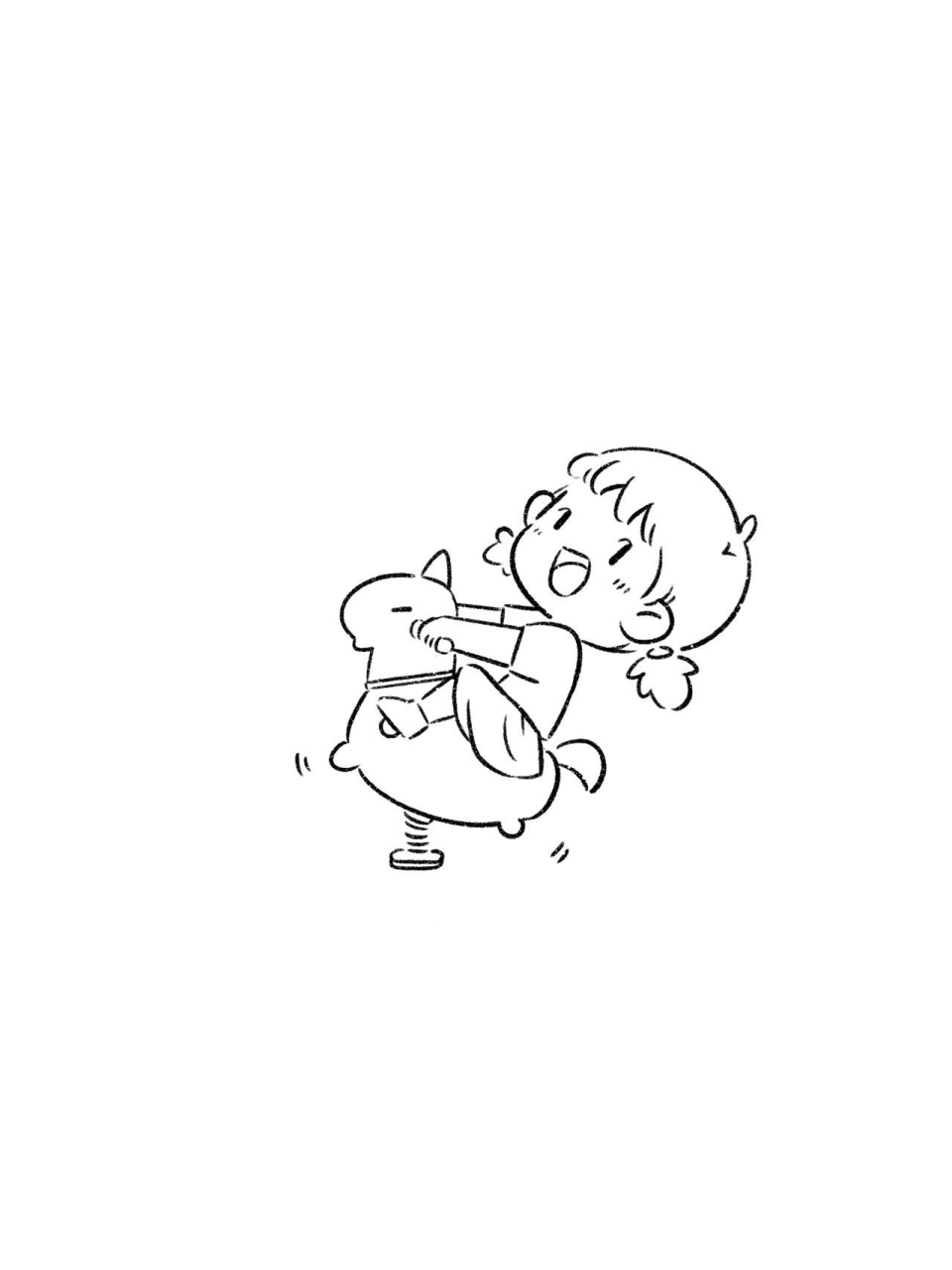 简笔画|可爱的小孩儿 下楼拿外卖的时候看到一个玩儿地很开心的小女孩