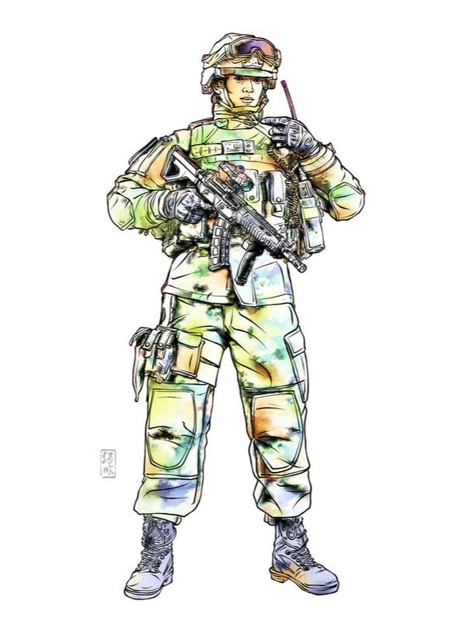 《特种部队23 我军》钢笔画 白描 速写