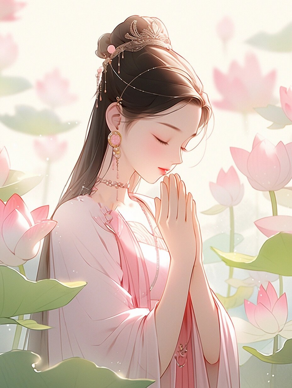 多喜乐常安宁|荷花许愿壁纸|佛系女孩头像