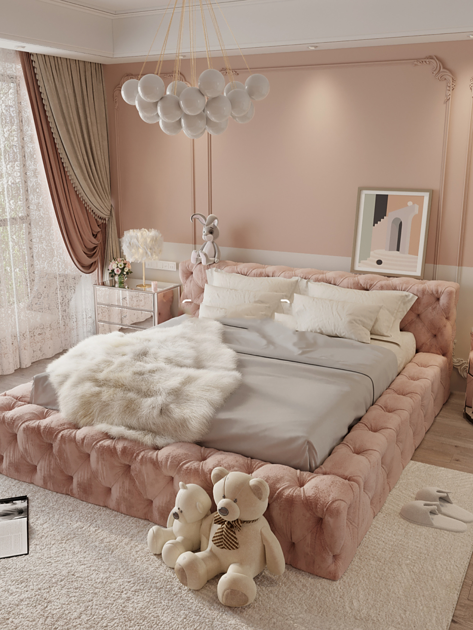 粉色仙女风卧室99少女心满满的房间布置 粉色系的卧室真的太太太