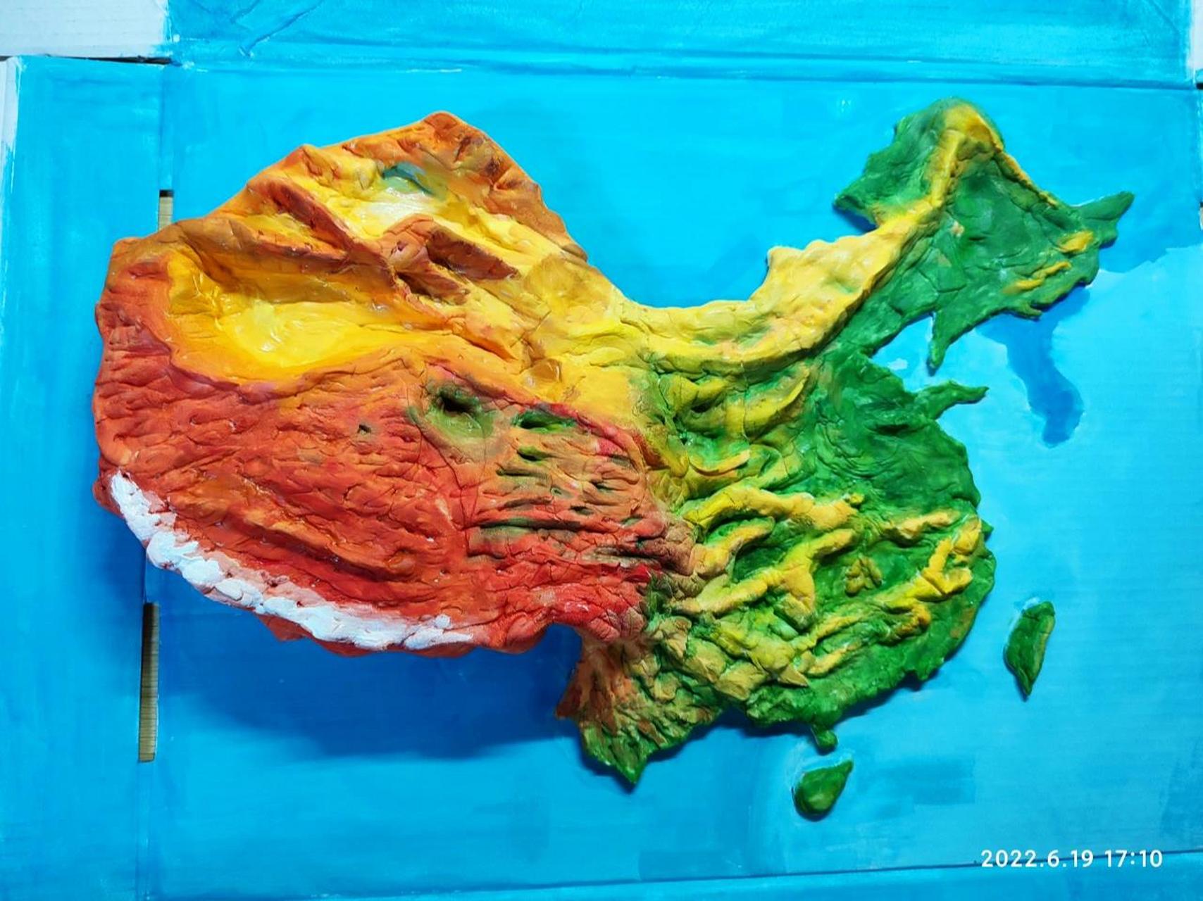 自己制作的中国地形图立体模型,真漂亮  没想到随心想的一个作品,中国