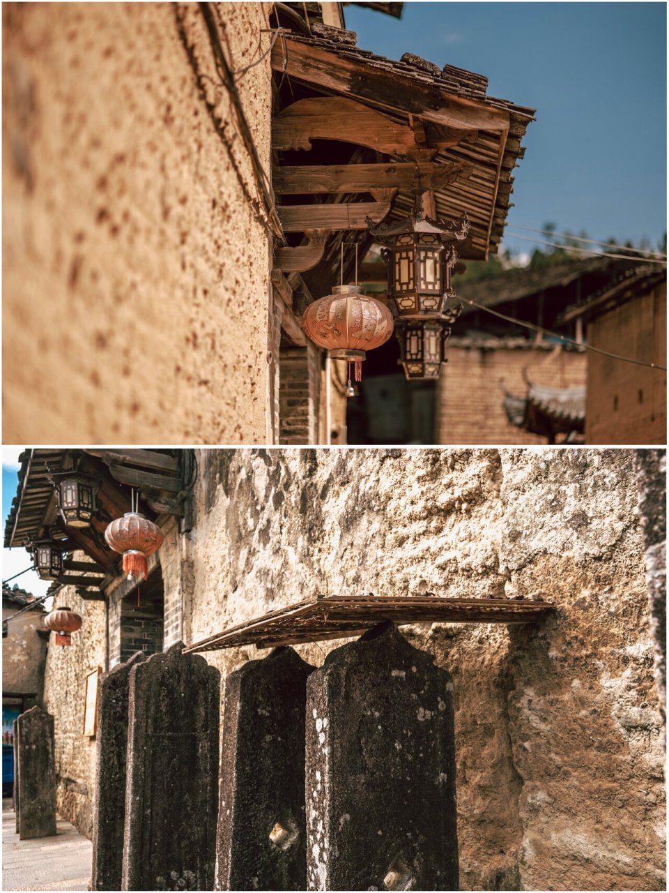 秋日暖阳下的屏南漈头村 秋日的暖阳洒在漈头村,夯土的墙面反射着有点