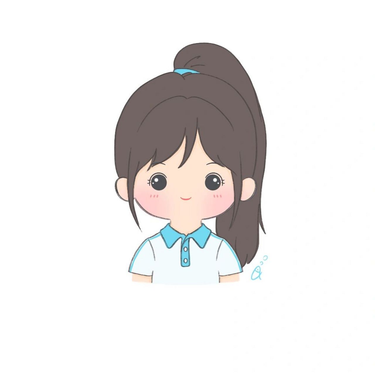 q版头像 | 青春校服高马尾女生头像