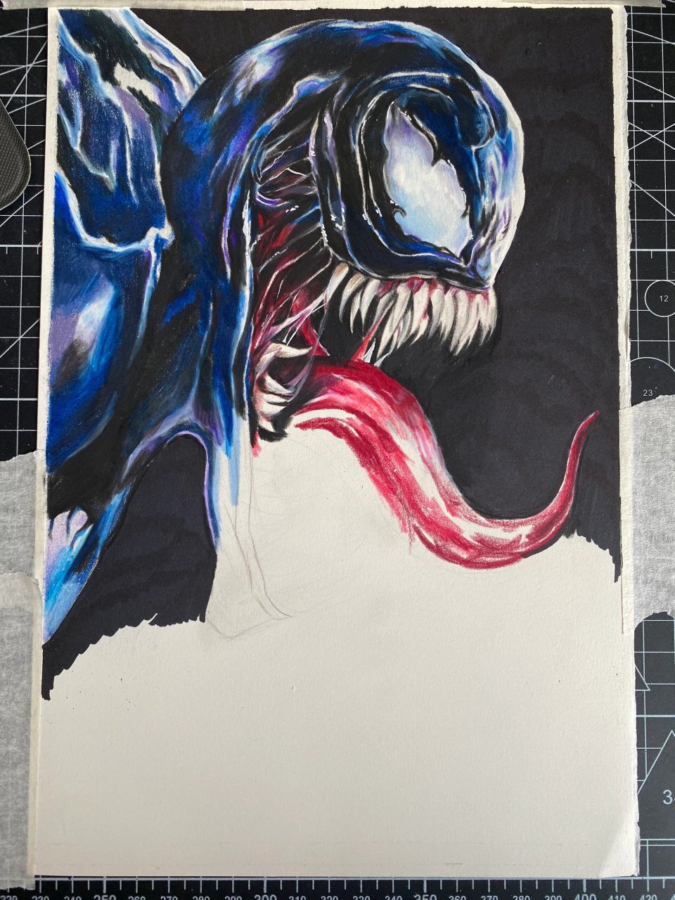 彩铅手绘《毒液》完整版 尺寸:16k 彩铅:马可雷诺阿,辉柏嘉 纸:获多福