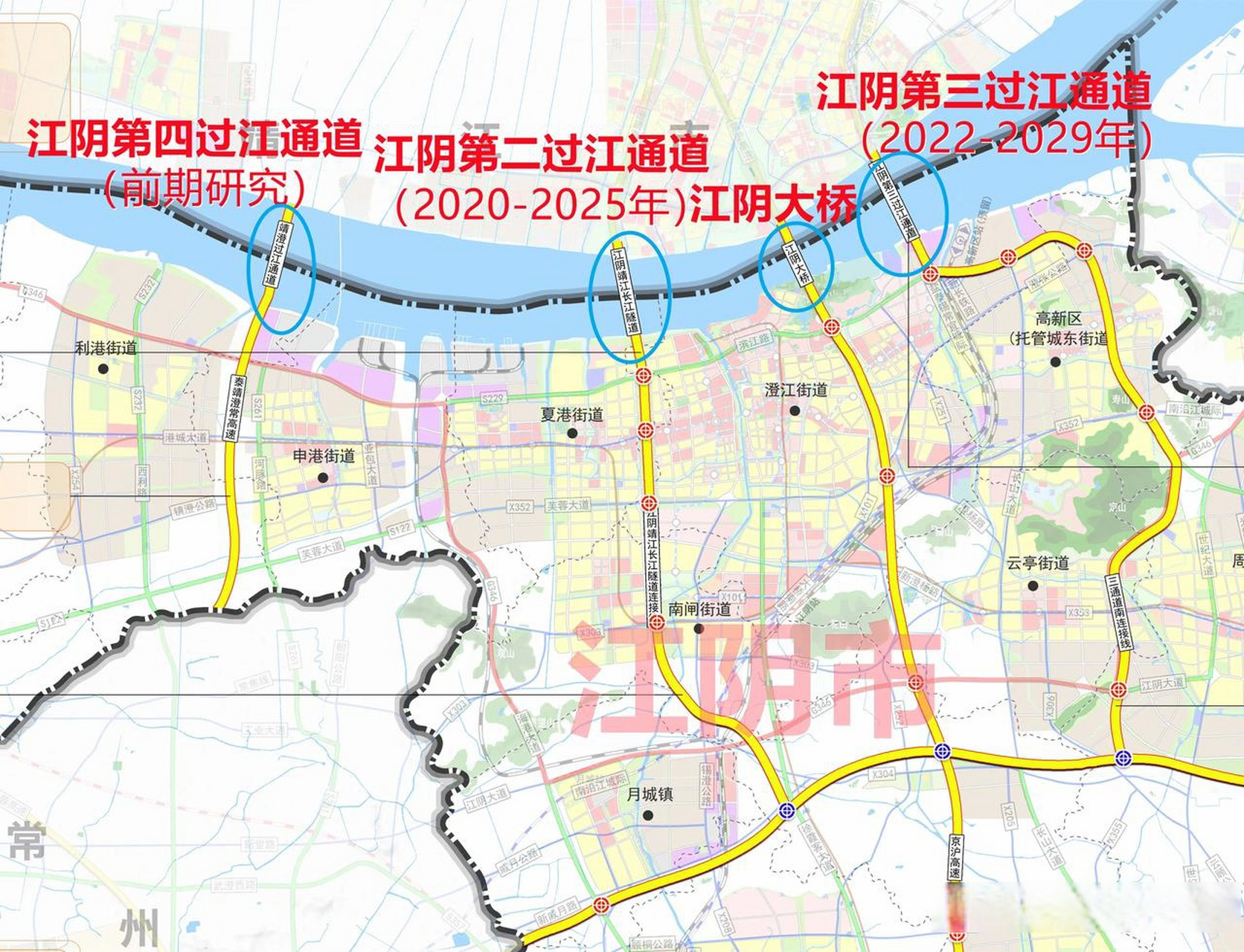 江阴未来有四条过江通道,除了江阴大桥,第二条过江隧道在建,第三条公