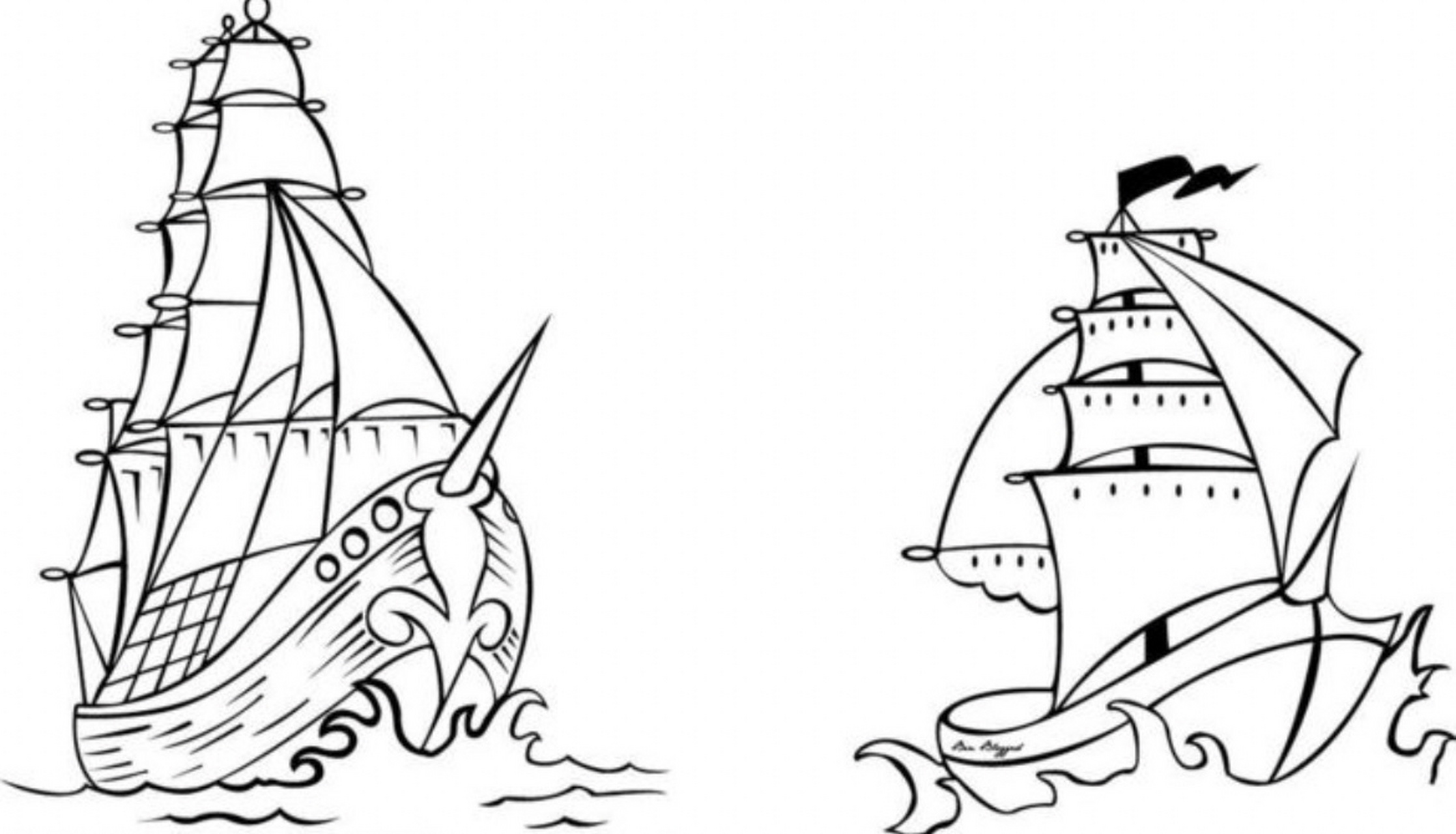 帆船的简笔画简单图片