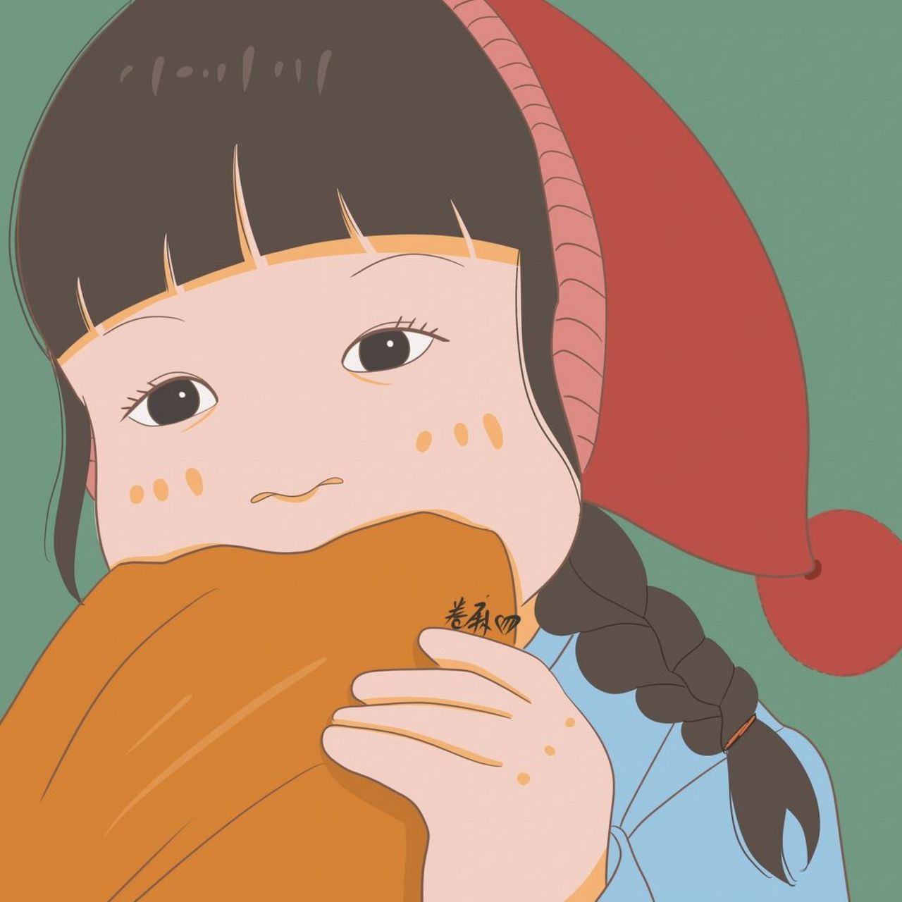 插画 | 情侣头像 | 吃面包的情侣头像 图片92二改92商用92去