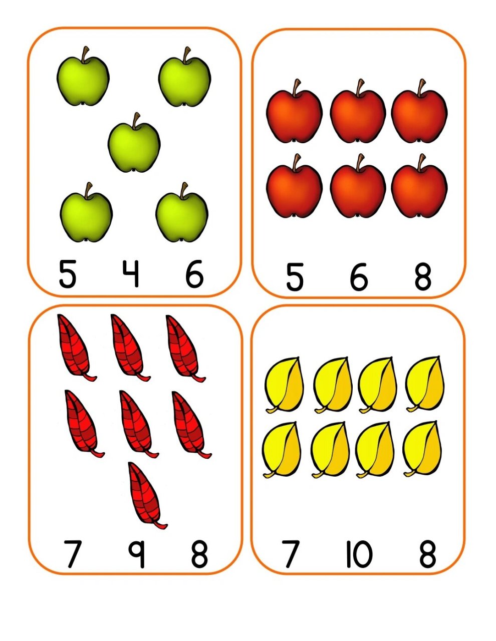 数学—秋天主题20以内数与量对应夹子工作