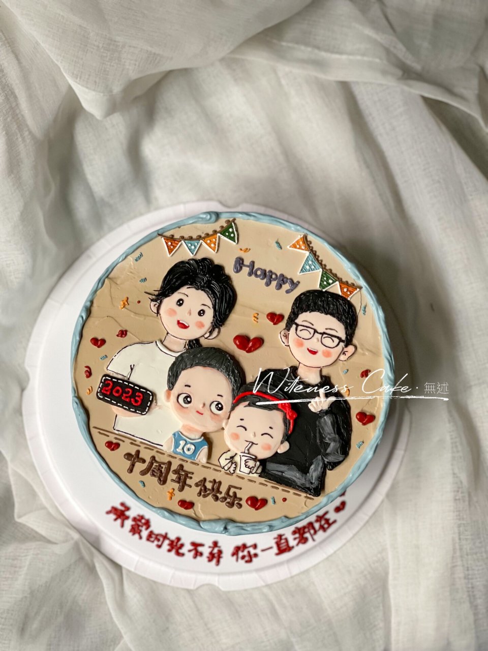 结婚10周年纪念日一家四口全家福温馨蛋糕 翻牌率超高的一款 95