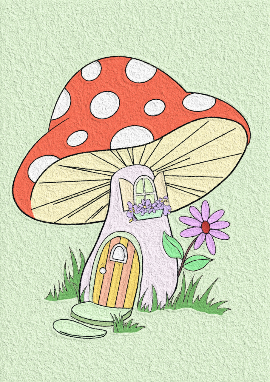 快来看看小蘑菇房子怎么画 | 附线稿 小蘑菇房子简笔画 今天家里明显