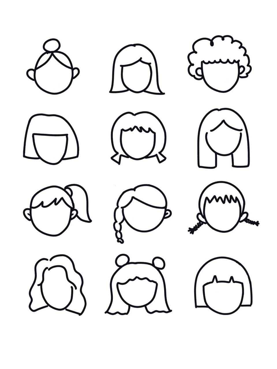 14/100 简笔画教程 | 原创手绘女生头像97 每个女生都希望有个与众
