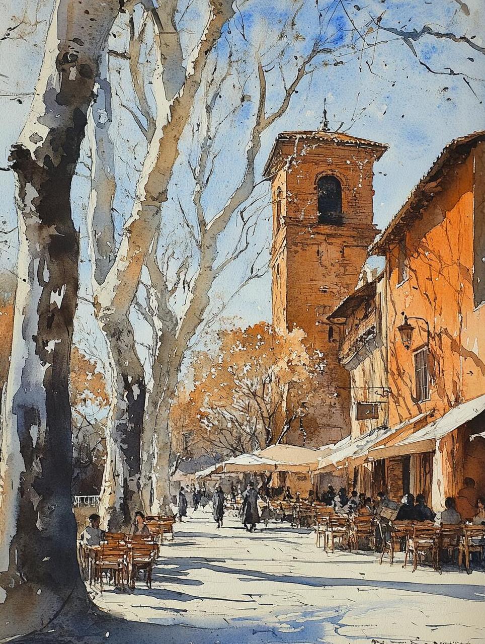 ai水彩|老城街景