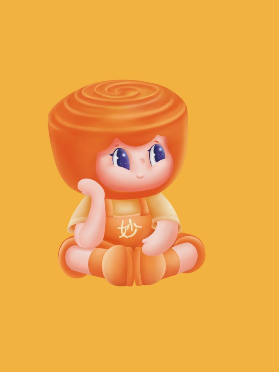 我是小小小红薯 q版人物形象小插画,ip形象设计,带着面包头套的小 ..