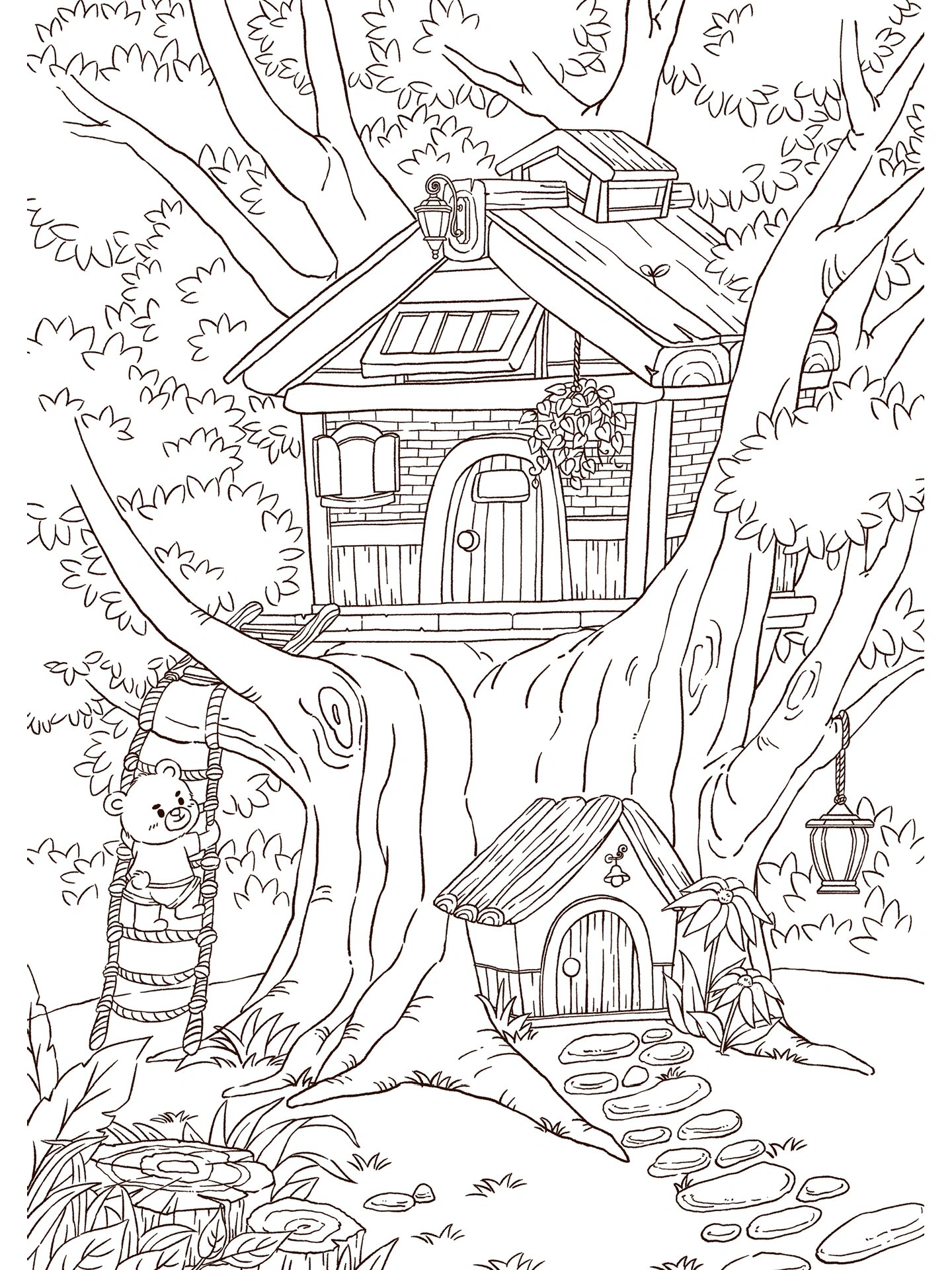 儿童插画|小熊和它的森林树屋(二