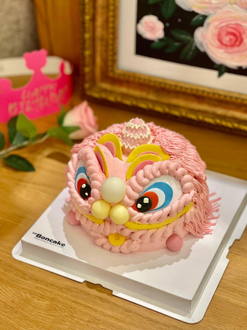 今天分享一款又好看又好吃的新春蛋糕 bon cake新年醒狮蛋糕98盏哪