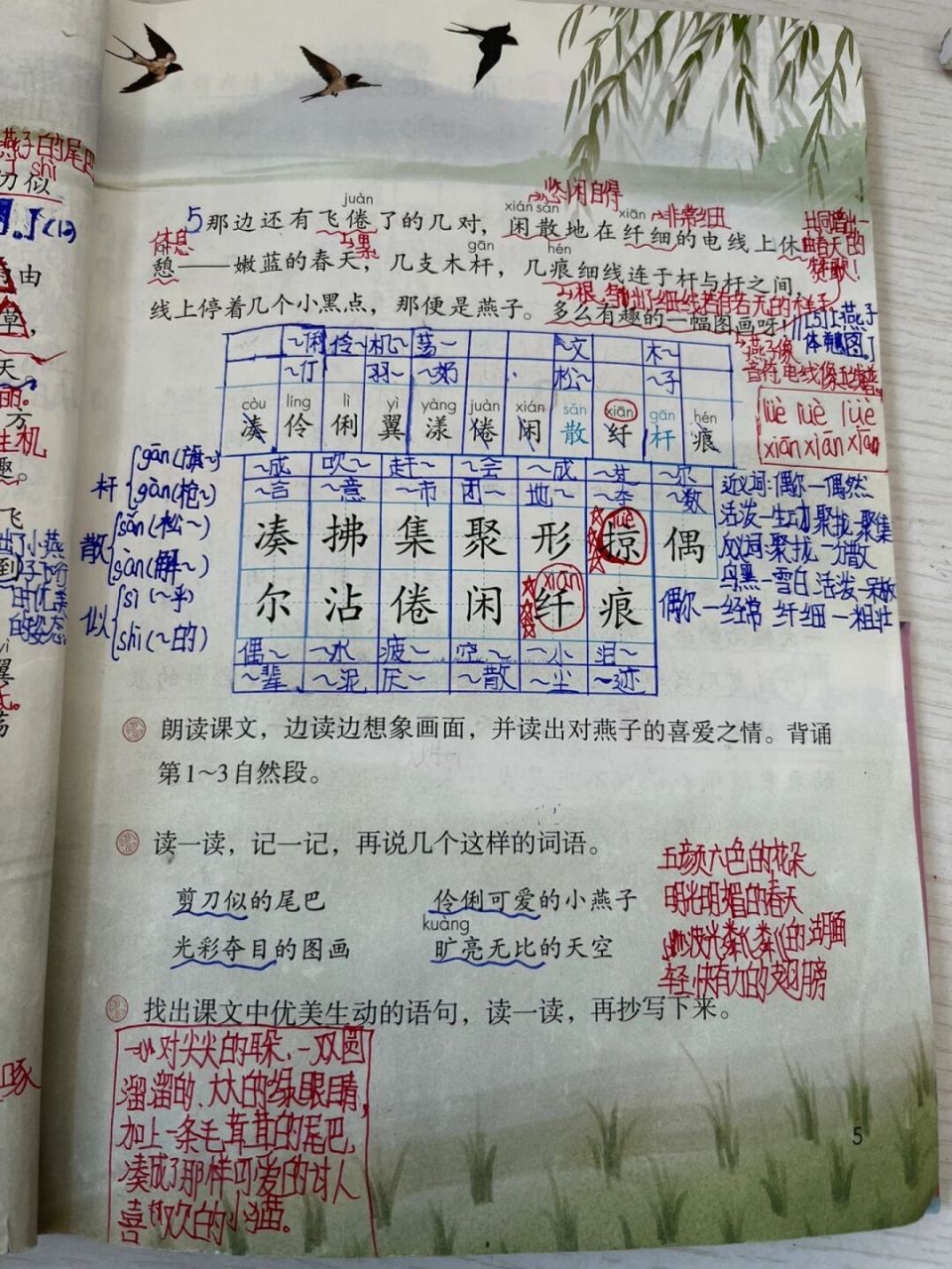 三下语文《燕子》学生笔记 欢迎大家指正 #小学语文# #三年级语文