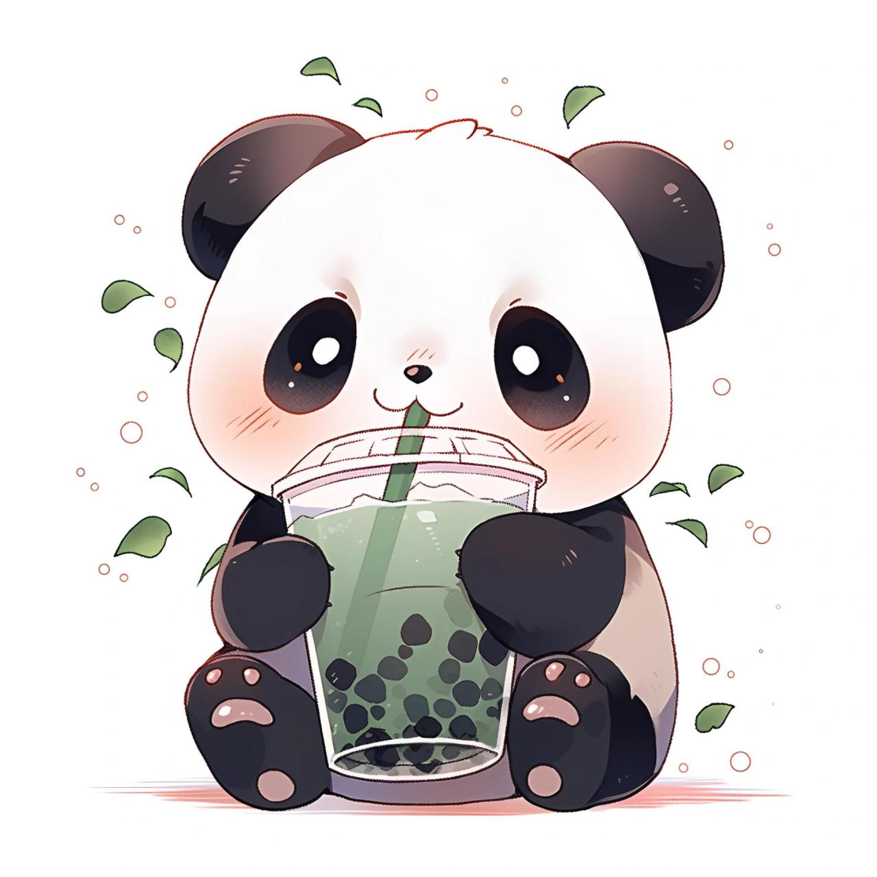 喝奶茶的可爱熊猫 和大熊猫一起来喝奶茶吧