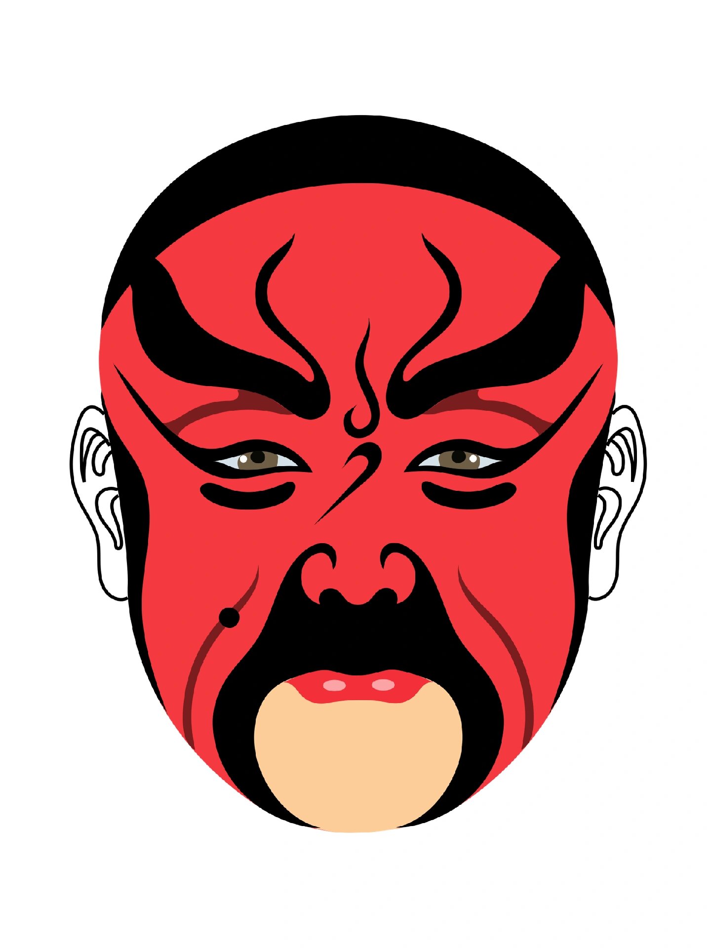 国潮插画「红色系列京剧脸谱」