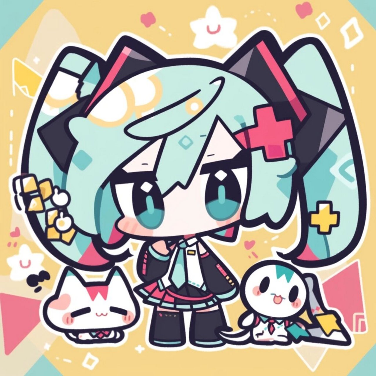 hatsune miku初音未来q版 可爱初音分享,关注我每天都有新的miku