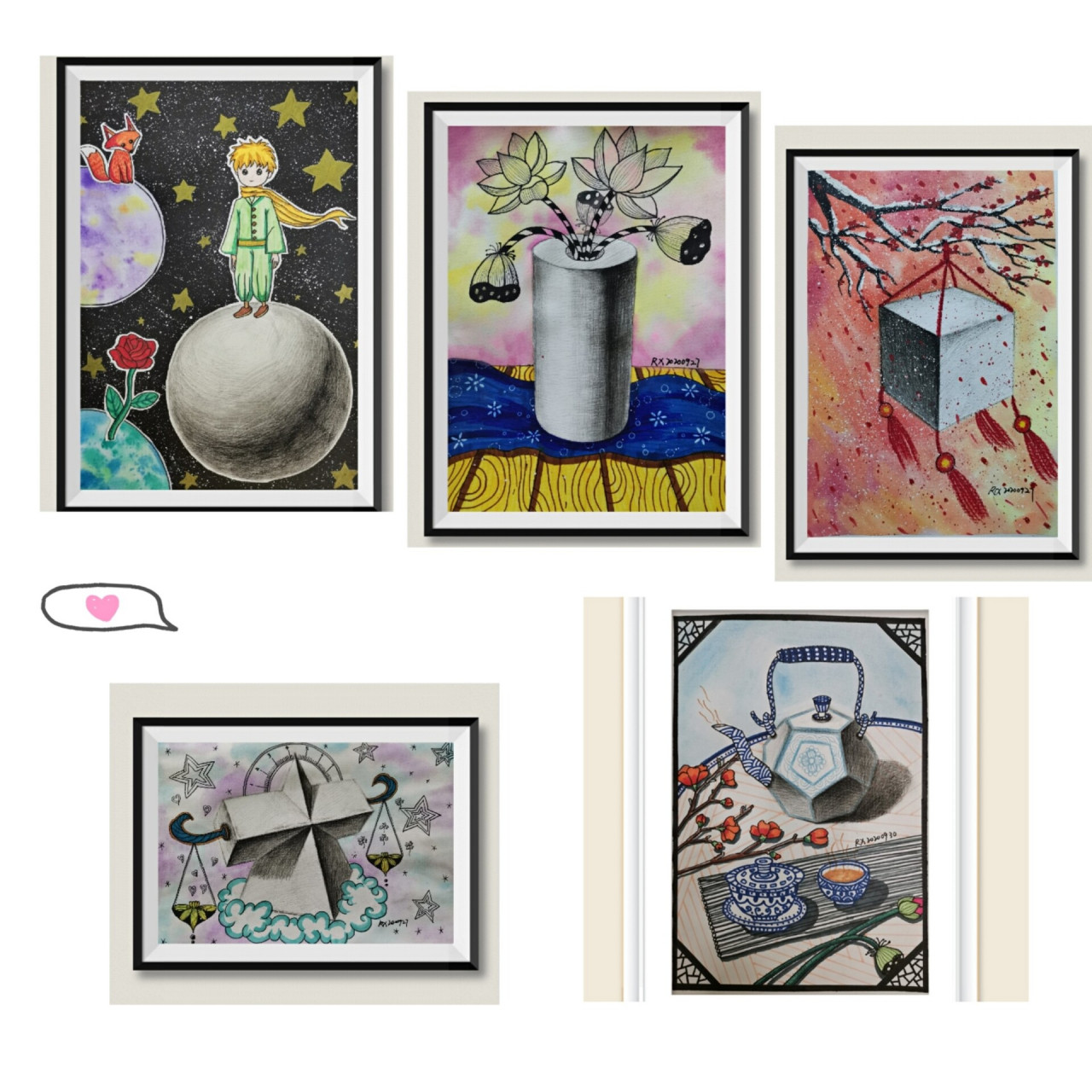 创意素描:几何体的联想系列 目前更新的部分作品,有原创,有改动,步骤