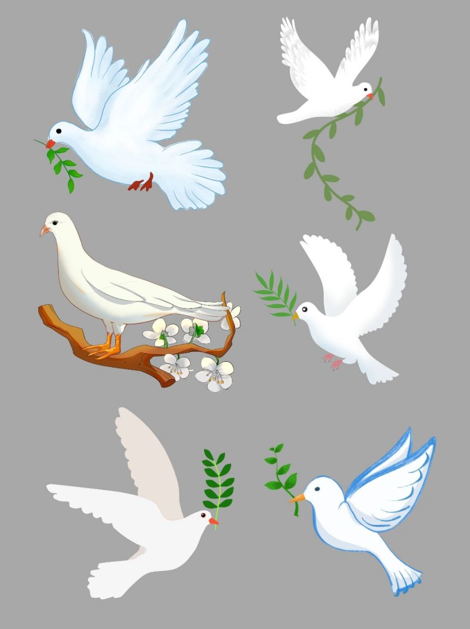 素材|和平鸽手绘卡通剪纸免抠png|世界和平 92 和平鸽是和平,友谊