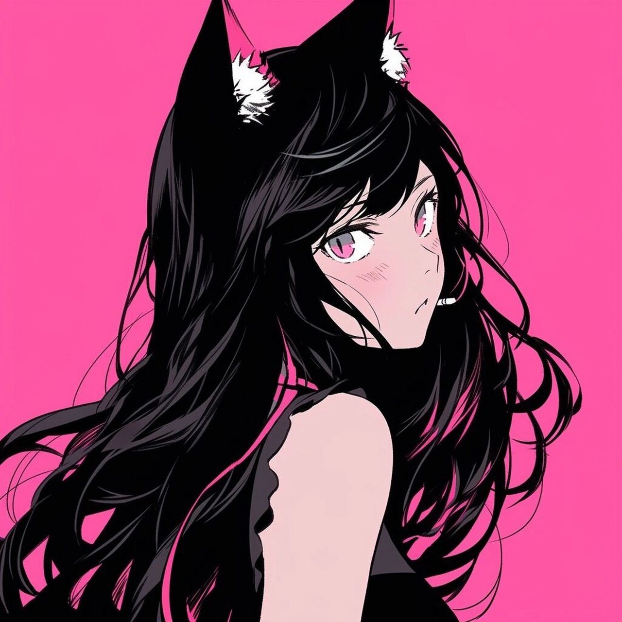 midjourney|旧漫头像-复古-甜酷猫女