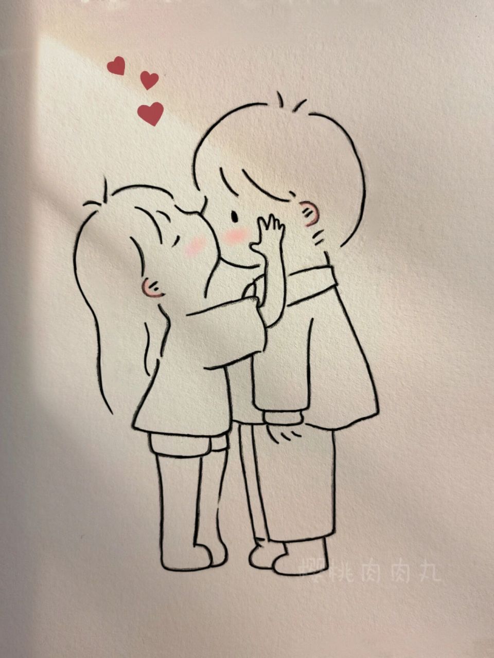今日简笔画‖情侣瞬间(内有教程90) 我也想一爱三五年 然后听你跟我