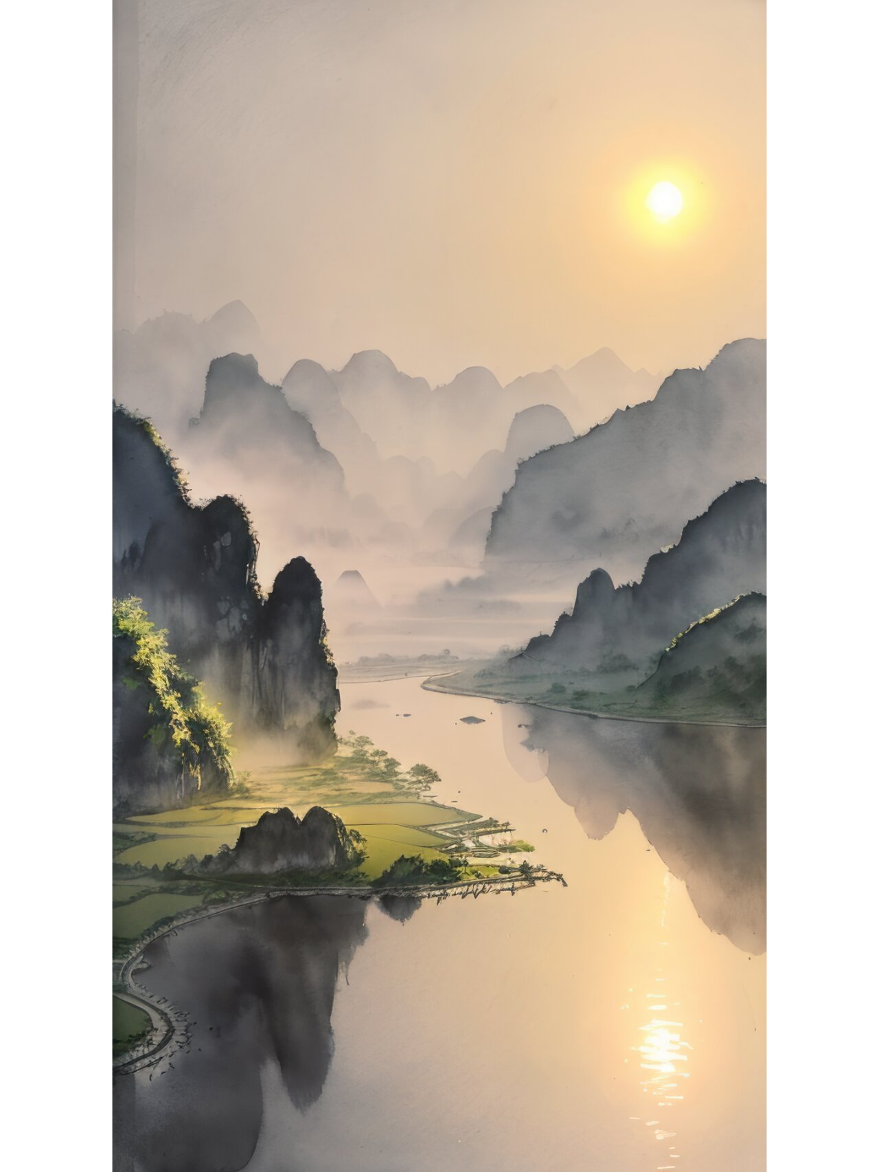 治愈系国风水墨壁纸—彩墨山水唯美意境