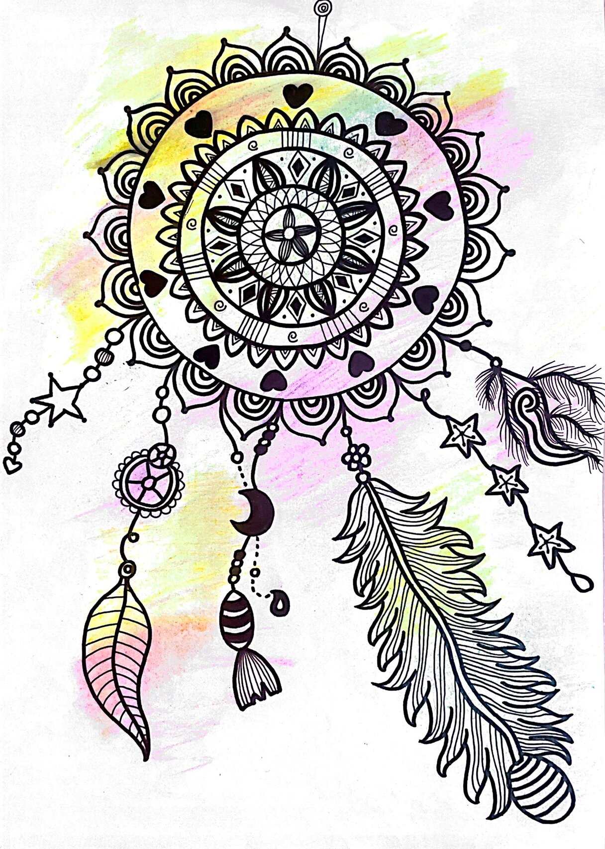 捕梦网儿童创意美术绘画课件少儿线描色粉