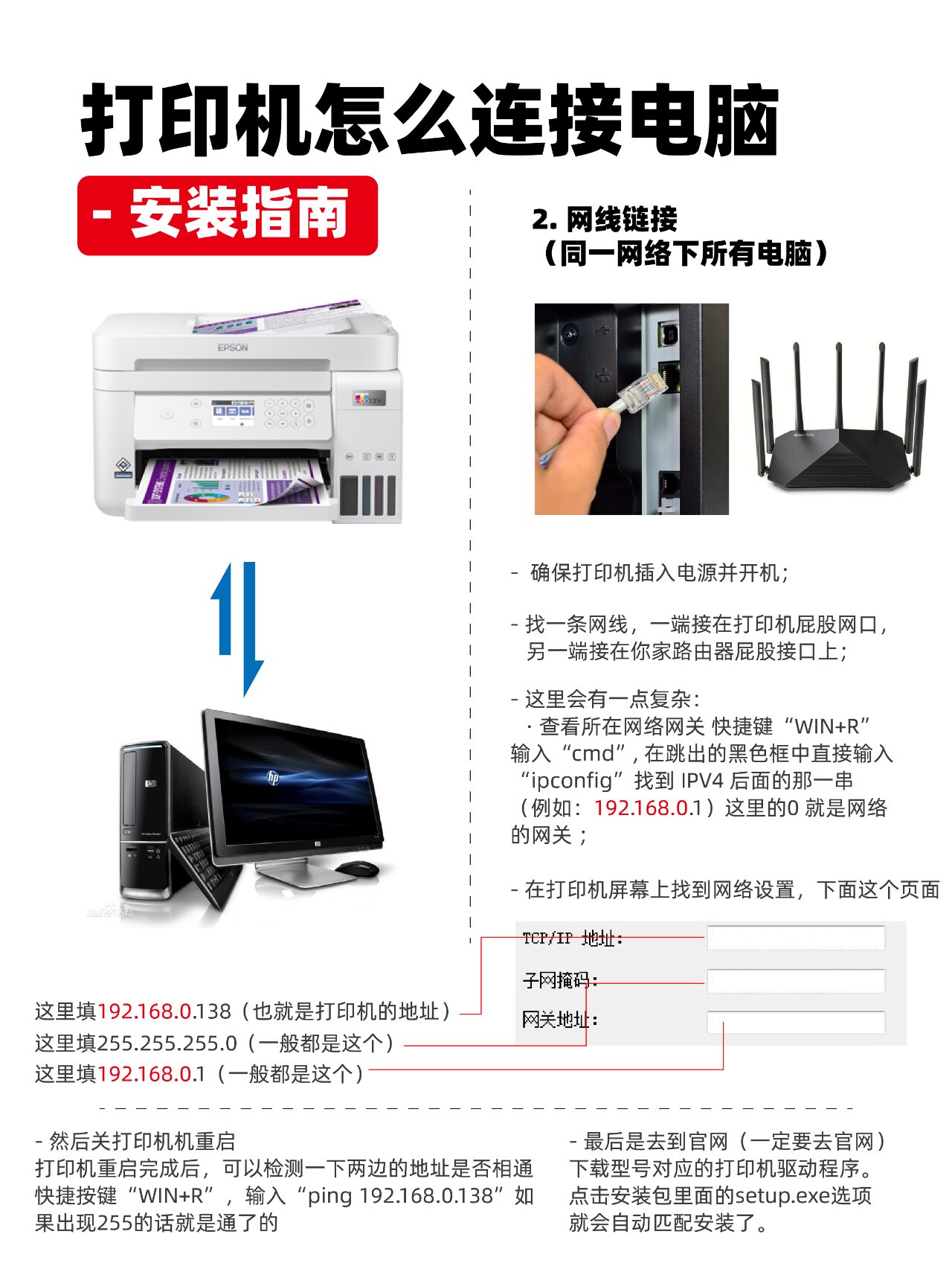 家里办公室刚买的打印机怎么链接电脑 宝宝们看不懂没关系,有疑问可以