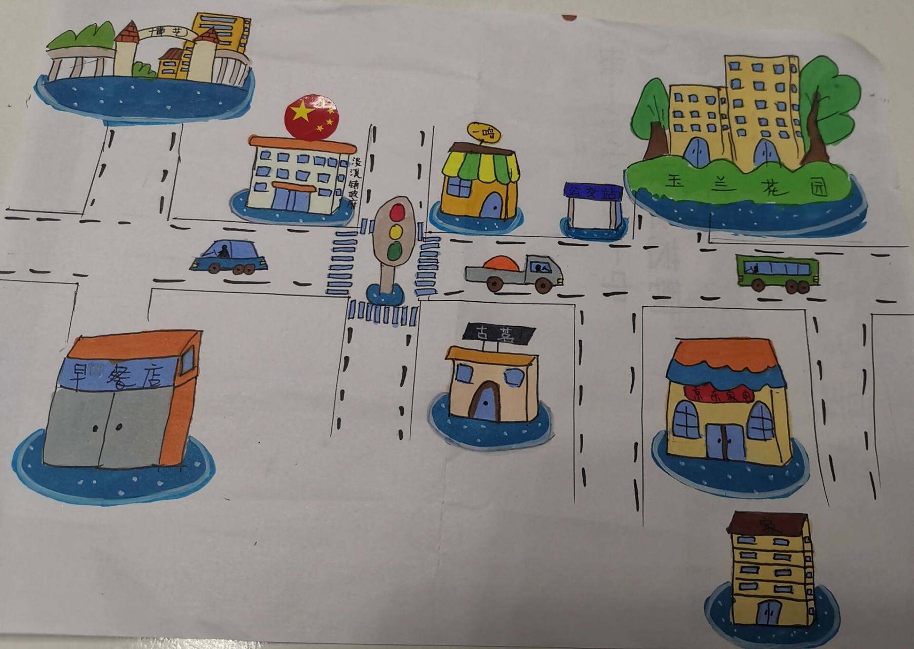 我家到幼儿园的路线图 图一:带到幼儿园 (是幼儿园发下来的作业纸