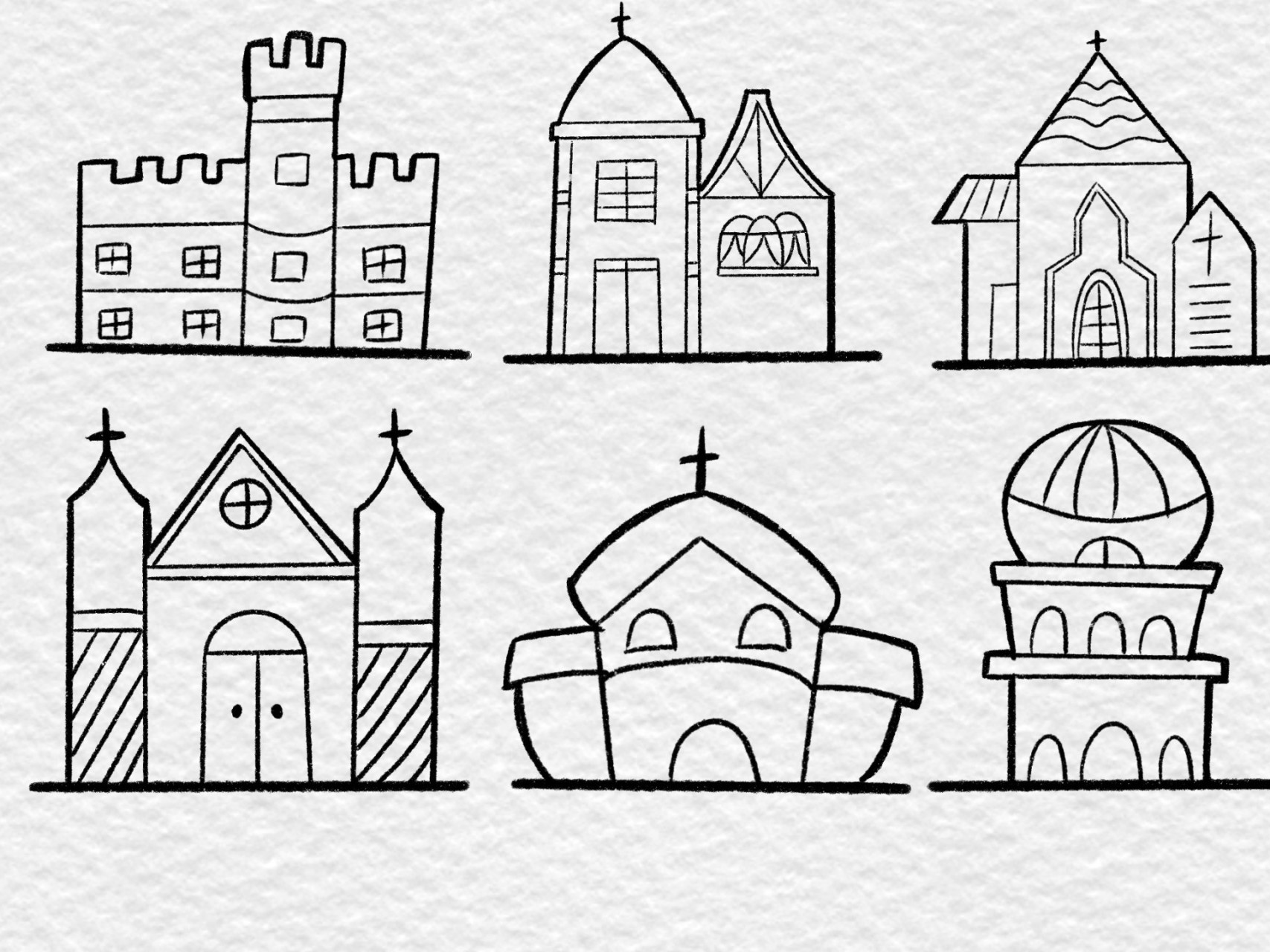 97幼师考编儿童画简笔画—城堡素材 78城堡素材,可以用在童话故事