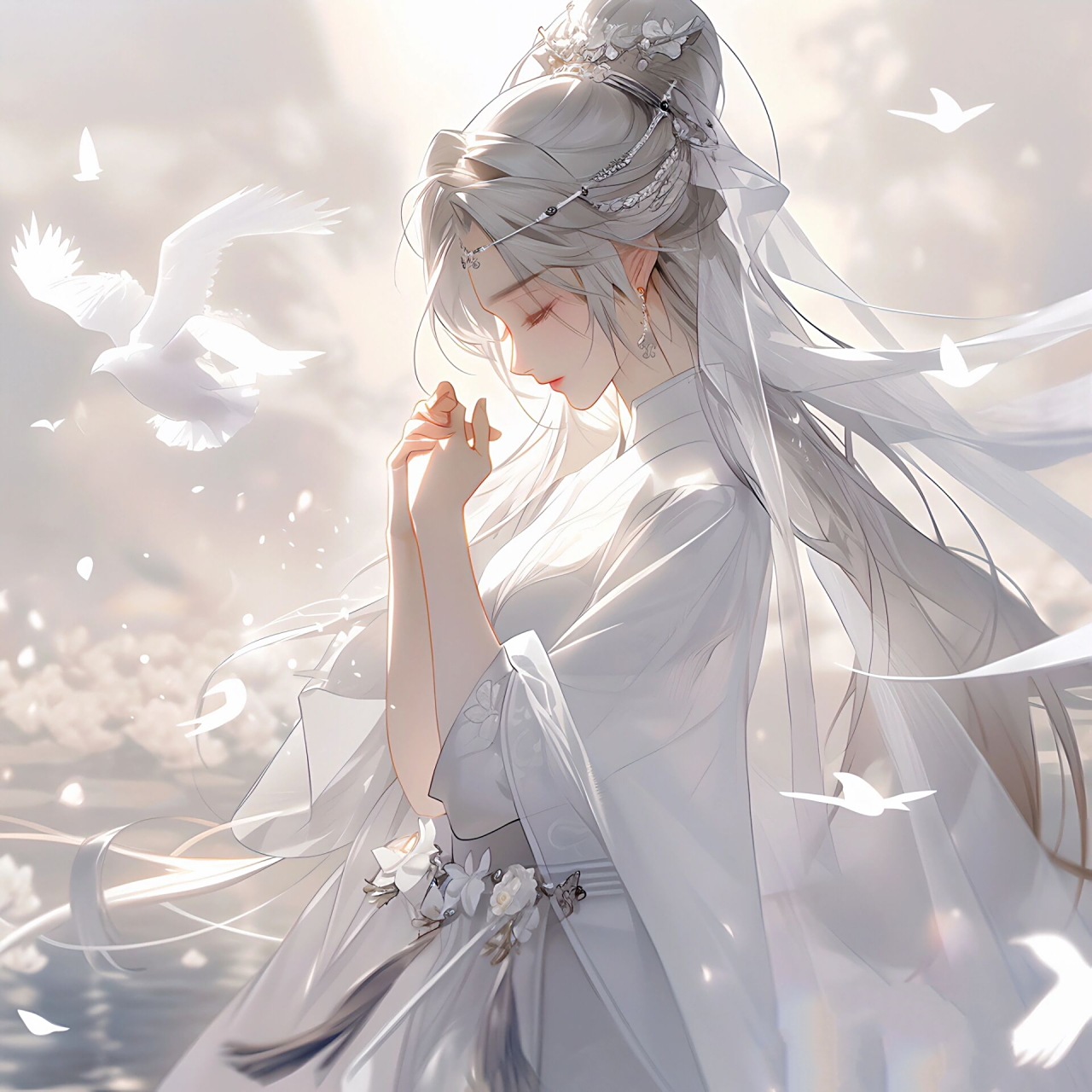 白色系,好仙呀,大爱!▏古风女生头像