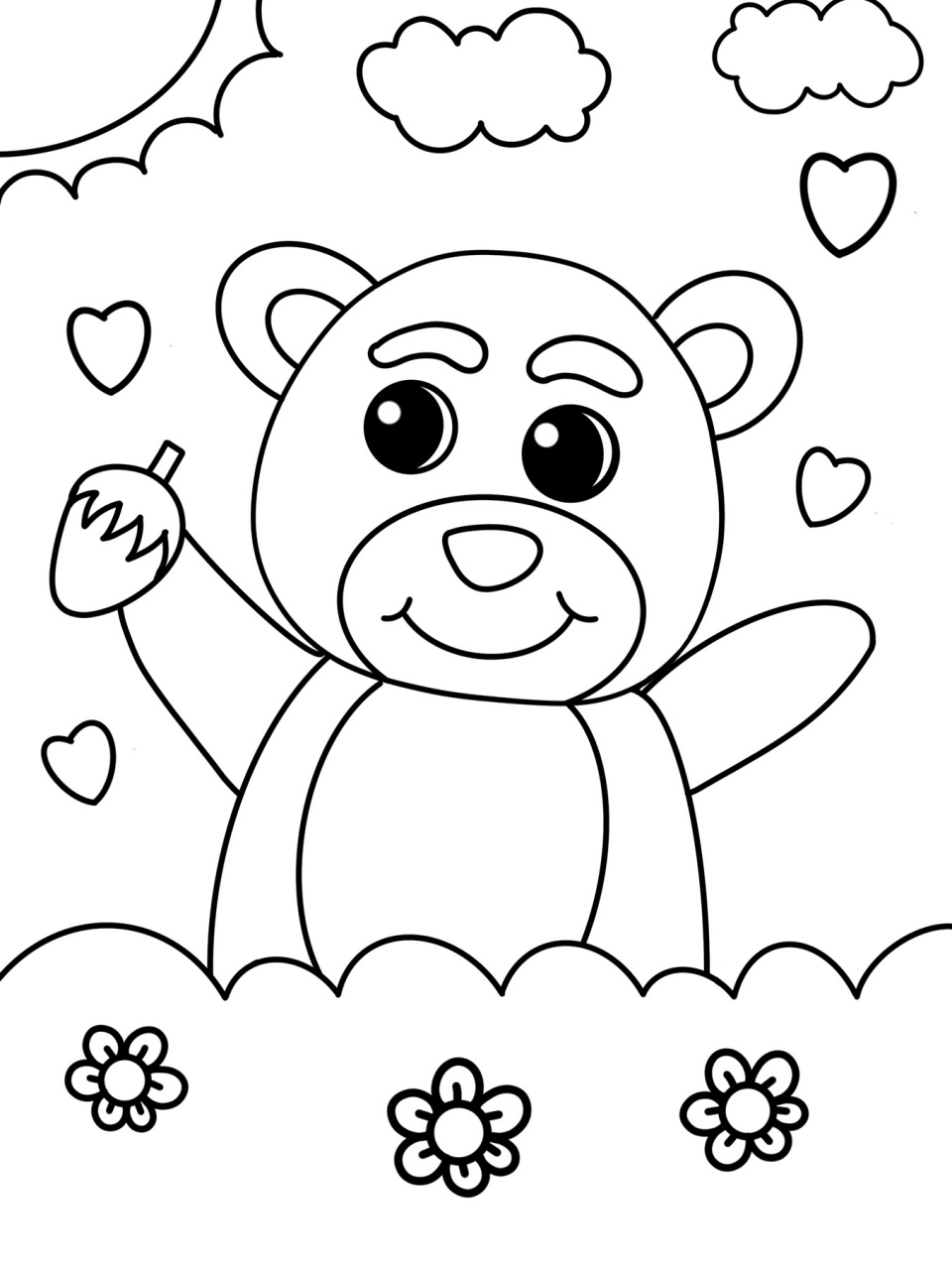 草莓熊 儿童画 简笔画 创意画 带线稿哦 