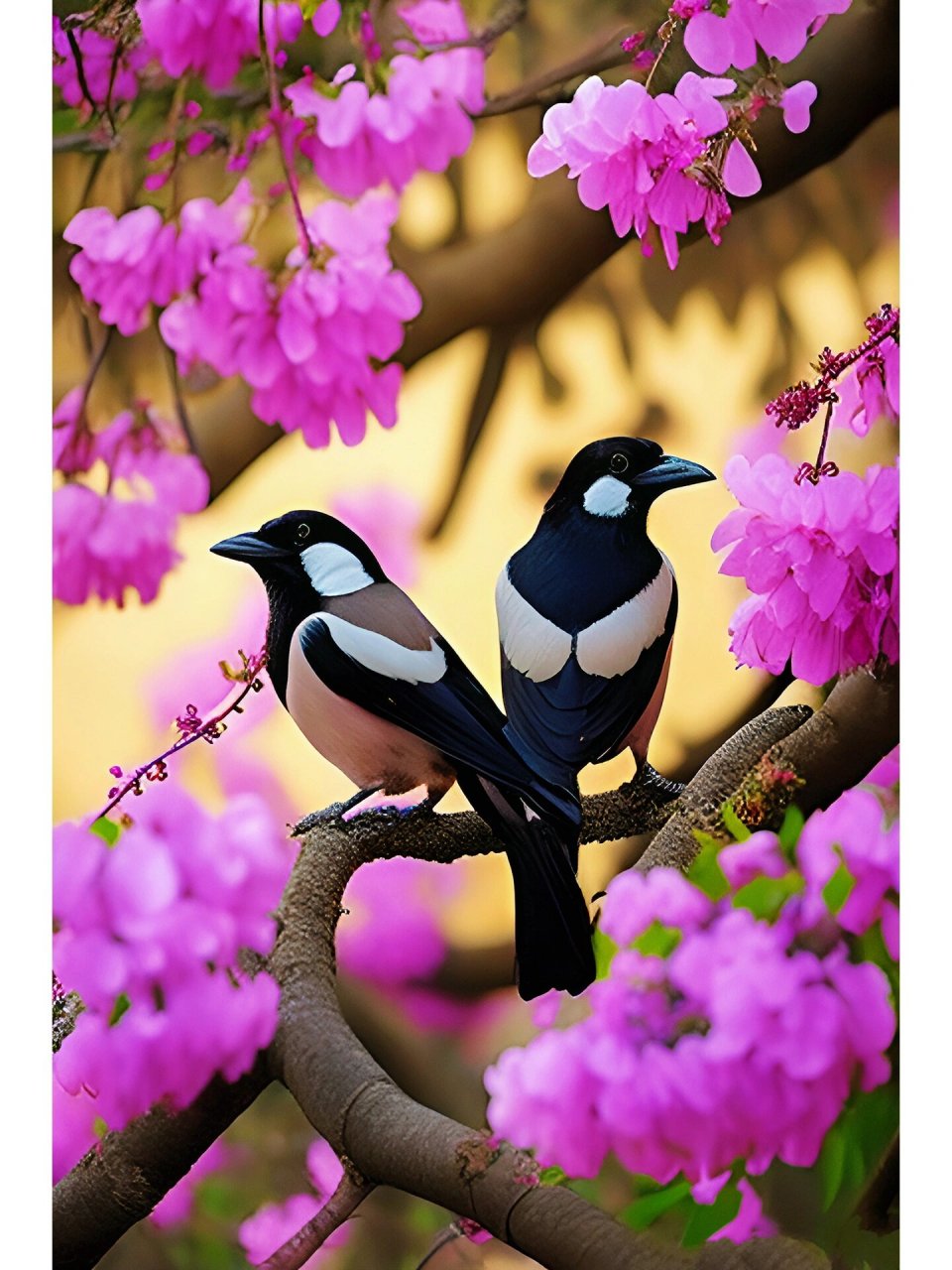 出门看见两只喜鹊