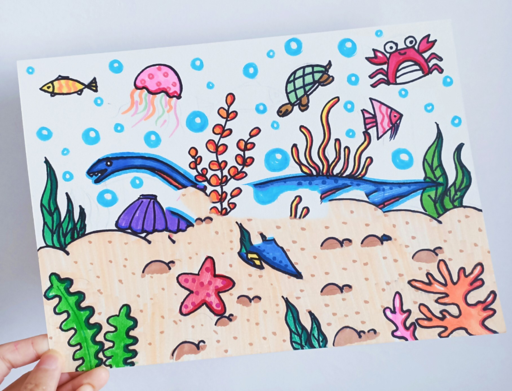 儿童简笔创意画卡通侏罗纪公园恐龙蛇颈龙 原创,水中生活的蛇颈龙