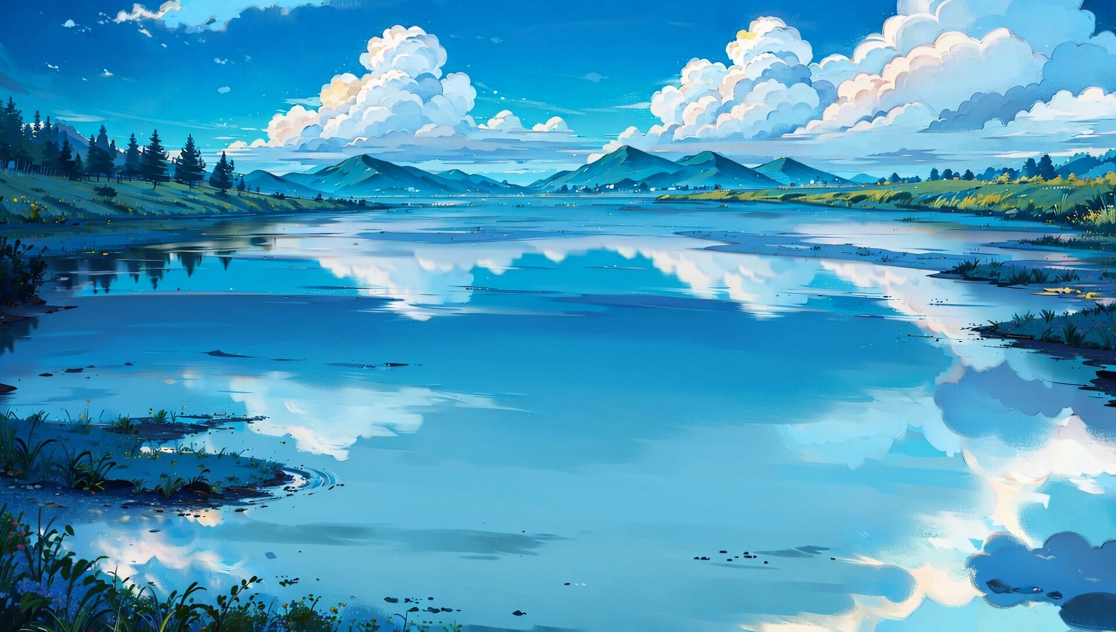 电脑壁纸|《天空之境》 蓝色是天空,是倒影,是心中的那抹纯净.