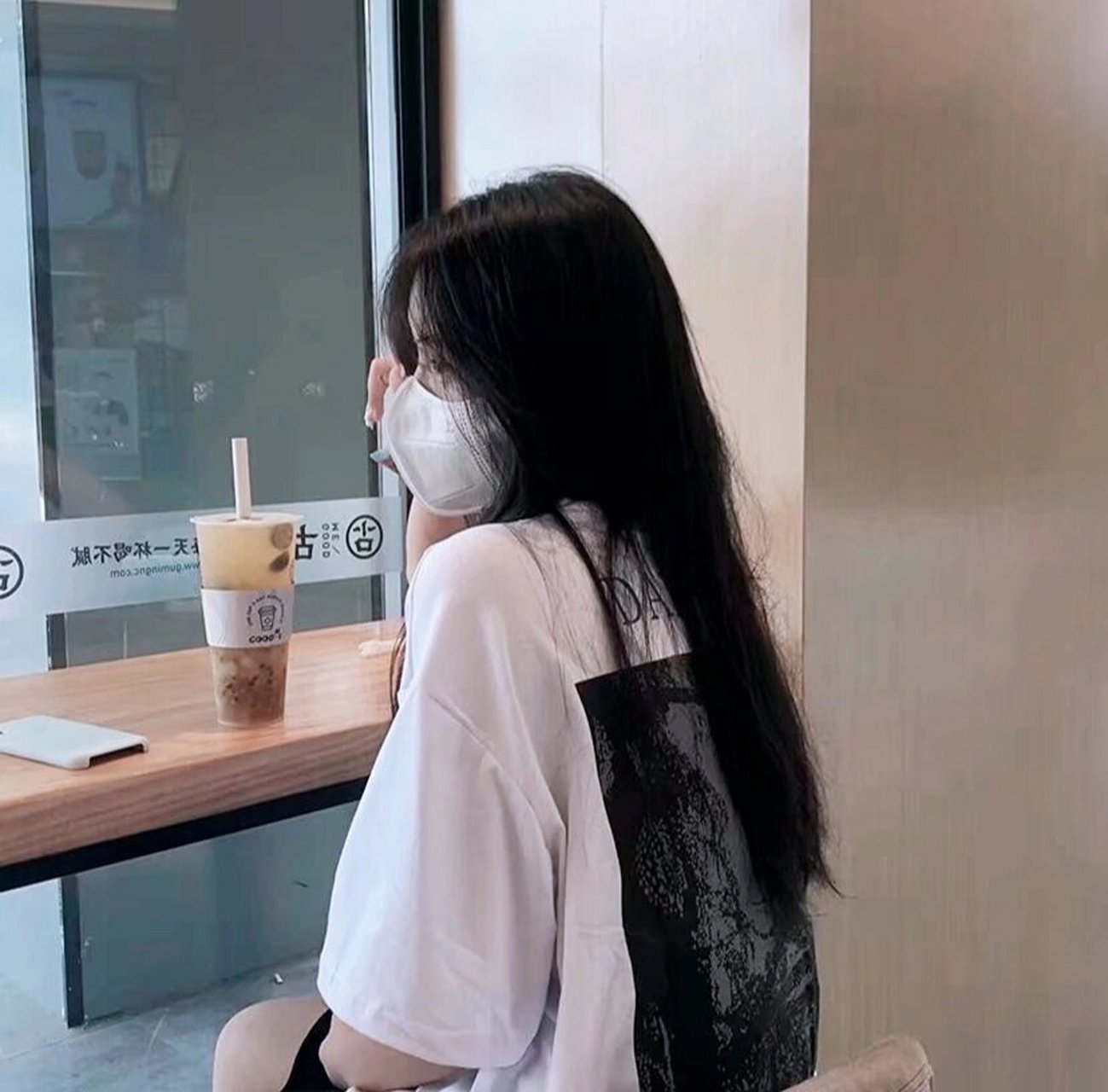 女生头像|戴口罩·侧脸 #女生头像# #优质女生头像# #戴口罩的女孩